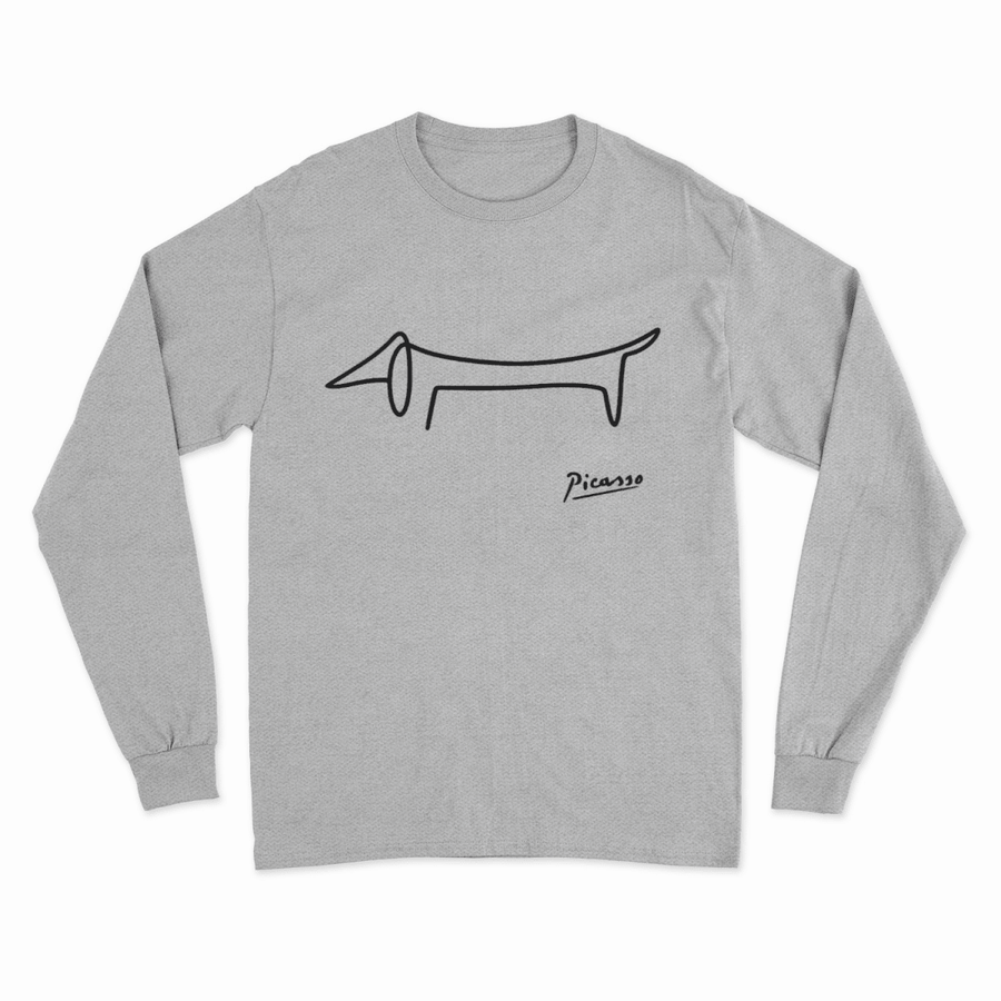 True Insights Sweatshirt Picasso Dackel minimalistische Line-Art Hundekunst in Heather Grey