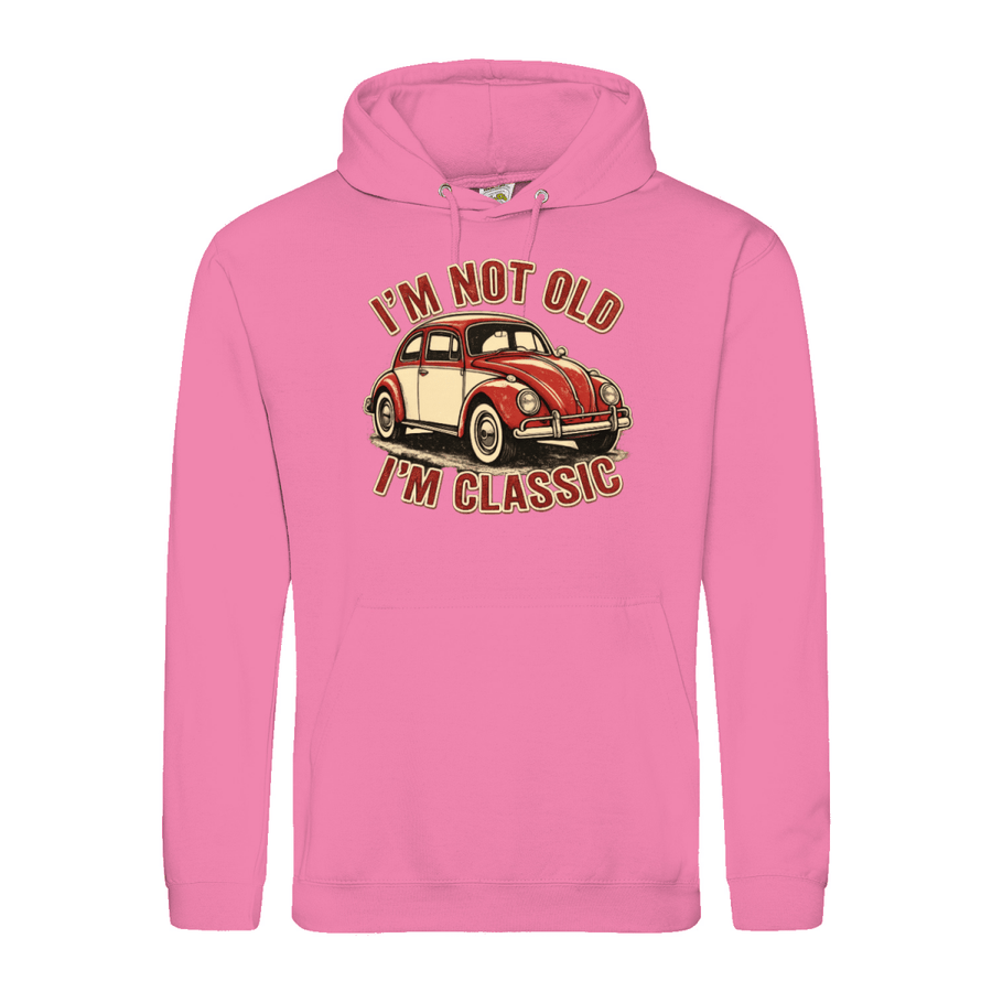 True Insights Hoodie I'm Not Old I'm Classic Vintage Käfer in Candyfloss Pink, humorvoller Oldtimer-Spruch