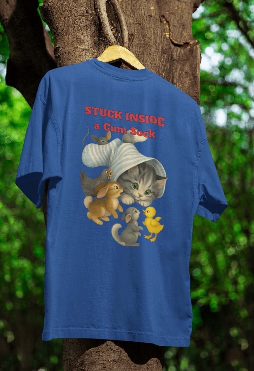 True Insights T-Shirt Stuck Inside a Sock witziges Katzen-Design in Royalblau