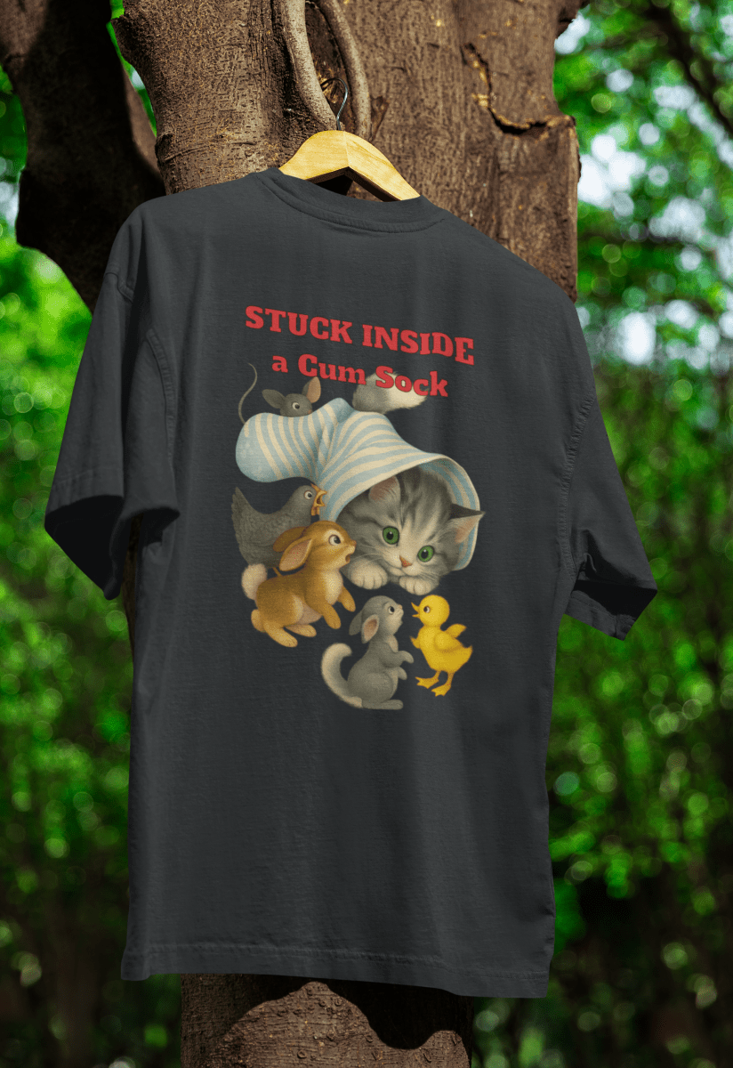 True Insights T-Shirt Stuck Inside a Sock Retro-Katzen-Motiv in Schwarz