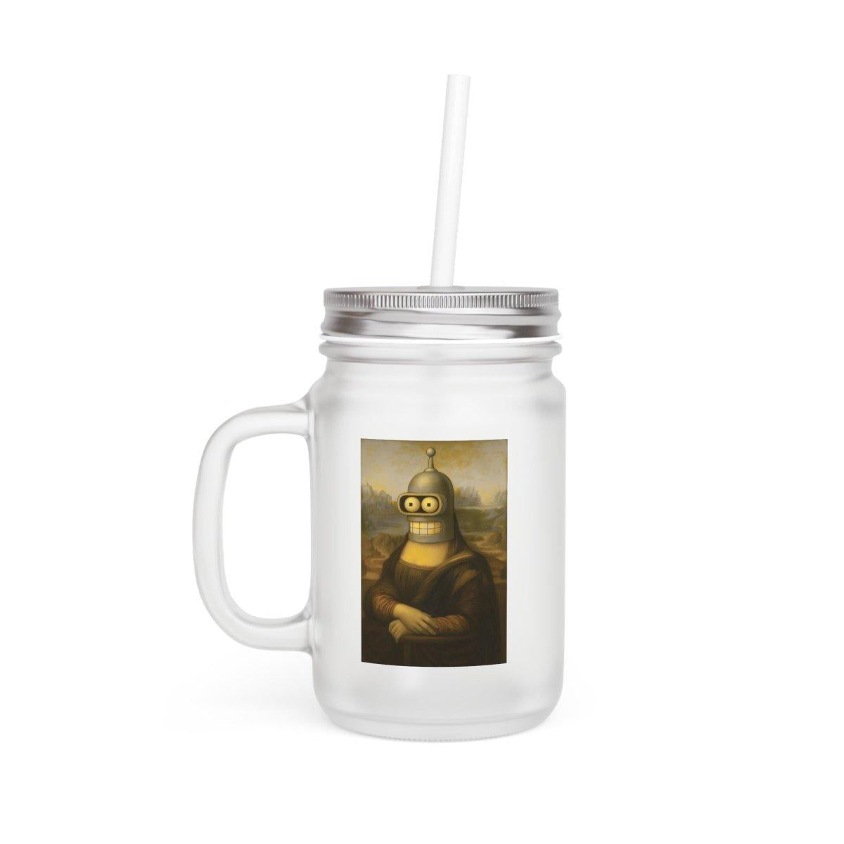 Vintage Motiv – Mona Bender Jar Mug – Lustiger Kunst-Mix aus Mona Lisa & Bender | True Insights Design mit Humor