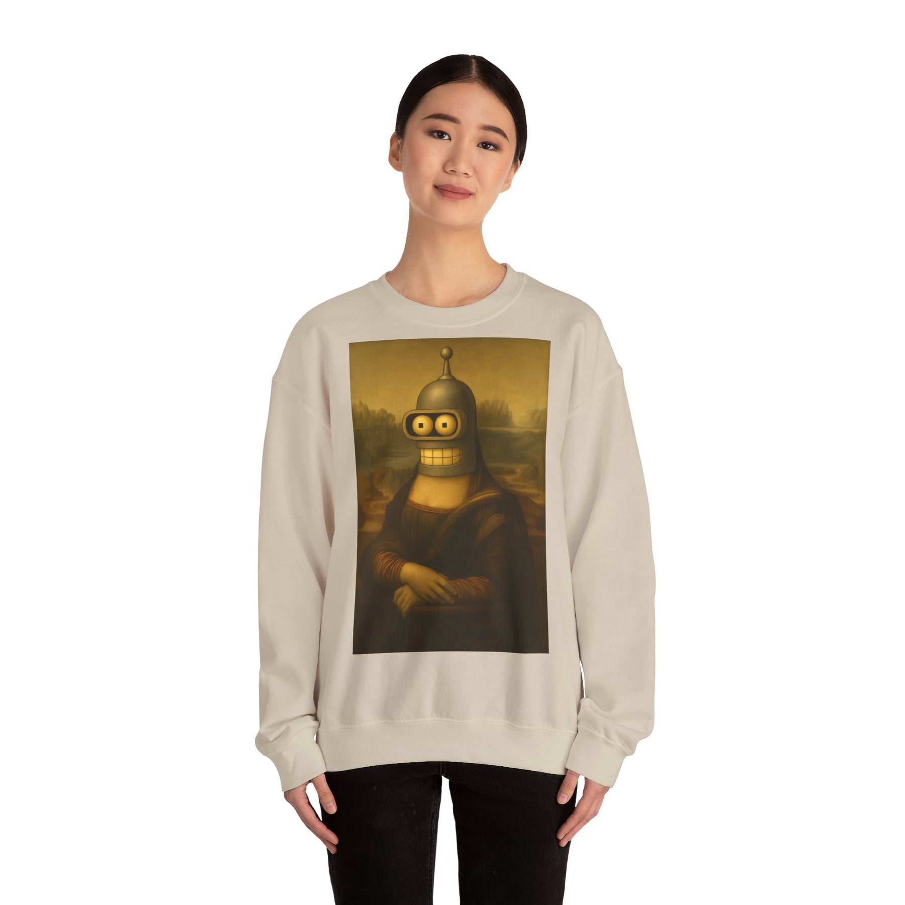 Vintage Motiv – Mona Bender Sweatshirt – Lustiges Nerd Pullover-Motiv mit Mona Lisa & Bender | True Insights Design mit Humor