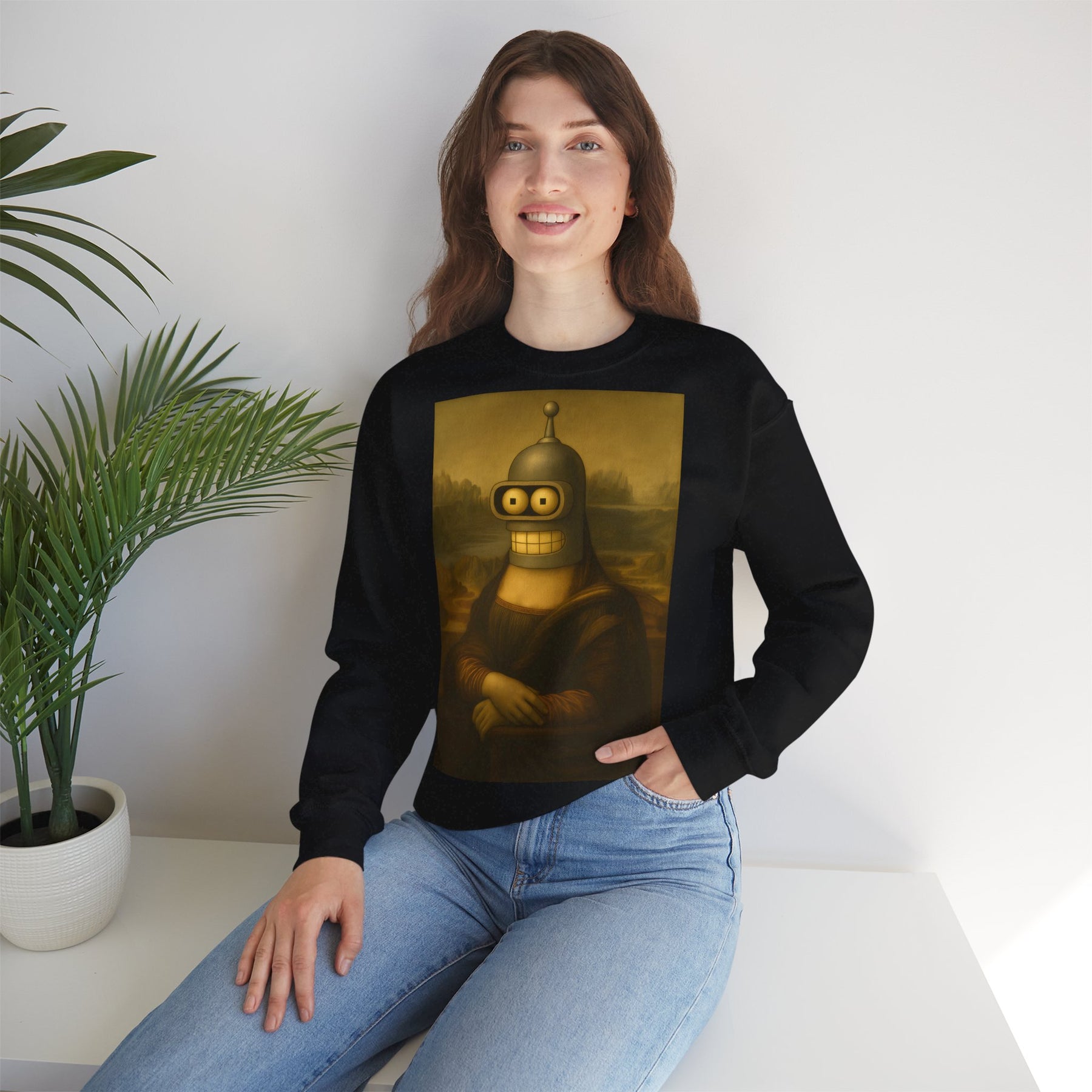 Vintage Motiv – Mona Bender Sweatshirt – Lustiges Nerd Pullover-Motiv mit Mona Lisa & Bender | True Insights Design mit Humor