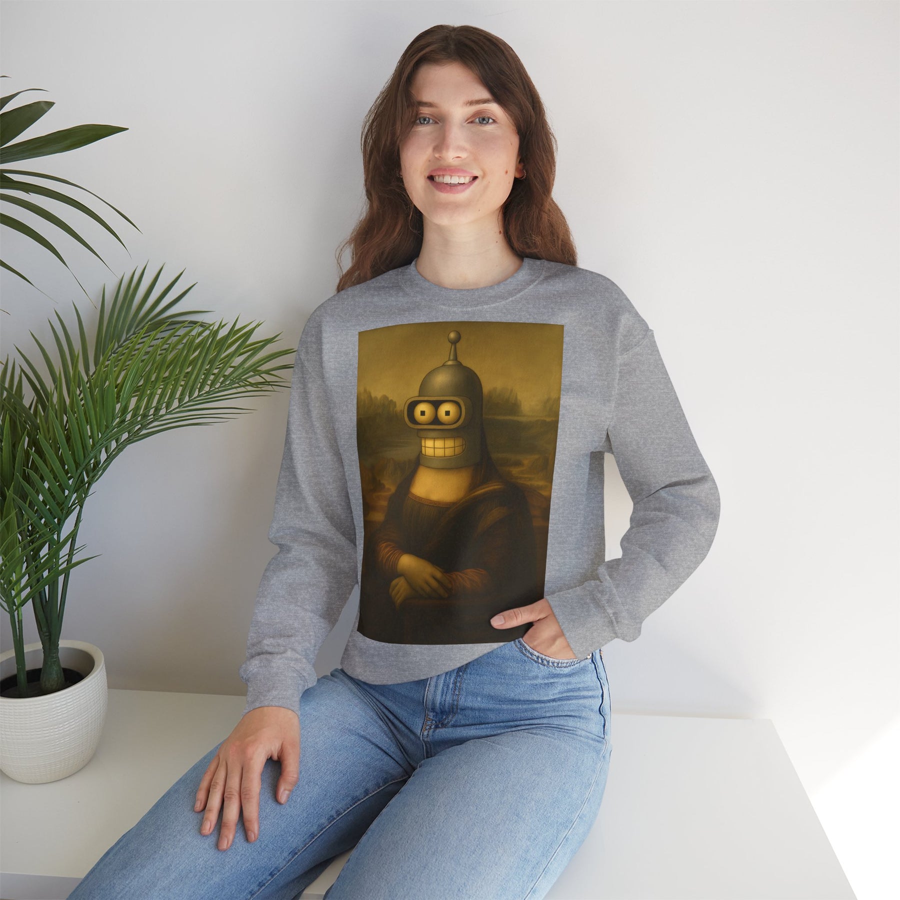 Vintage Motiv – Mona Bender Sweatshirt – Lustiges Nerd Pullover-Motiv mit Mona Lisa & Bender | True Insights Design mit Humor