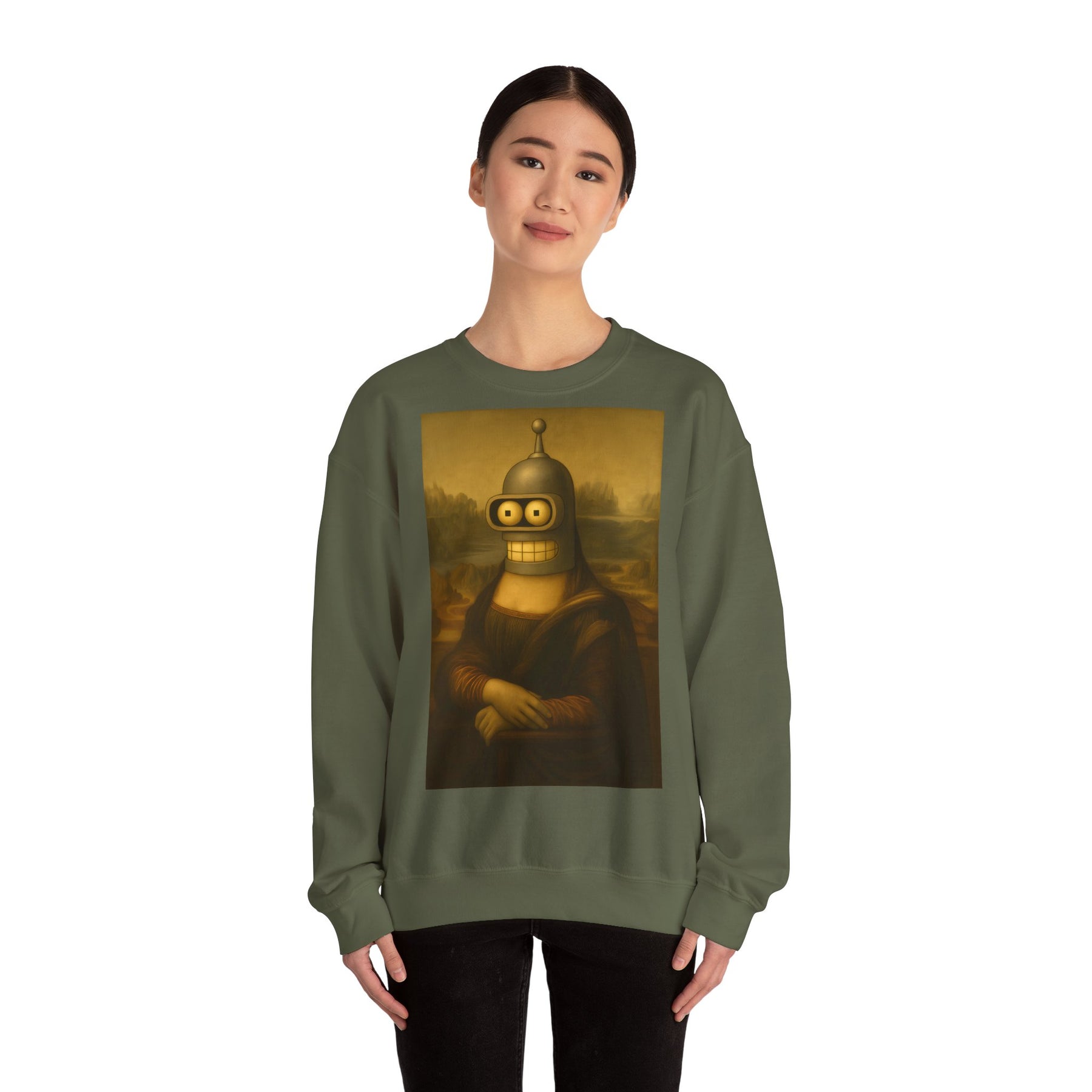 Vintage Motiv – Mona Bender Sweatshirt – Lustiges Nerd Pullover-Motiv mit Mona Lisa & Bender | True Insights Design mit Humor