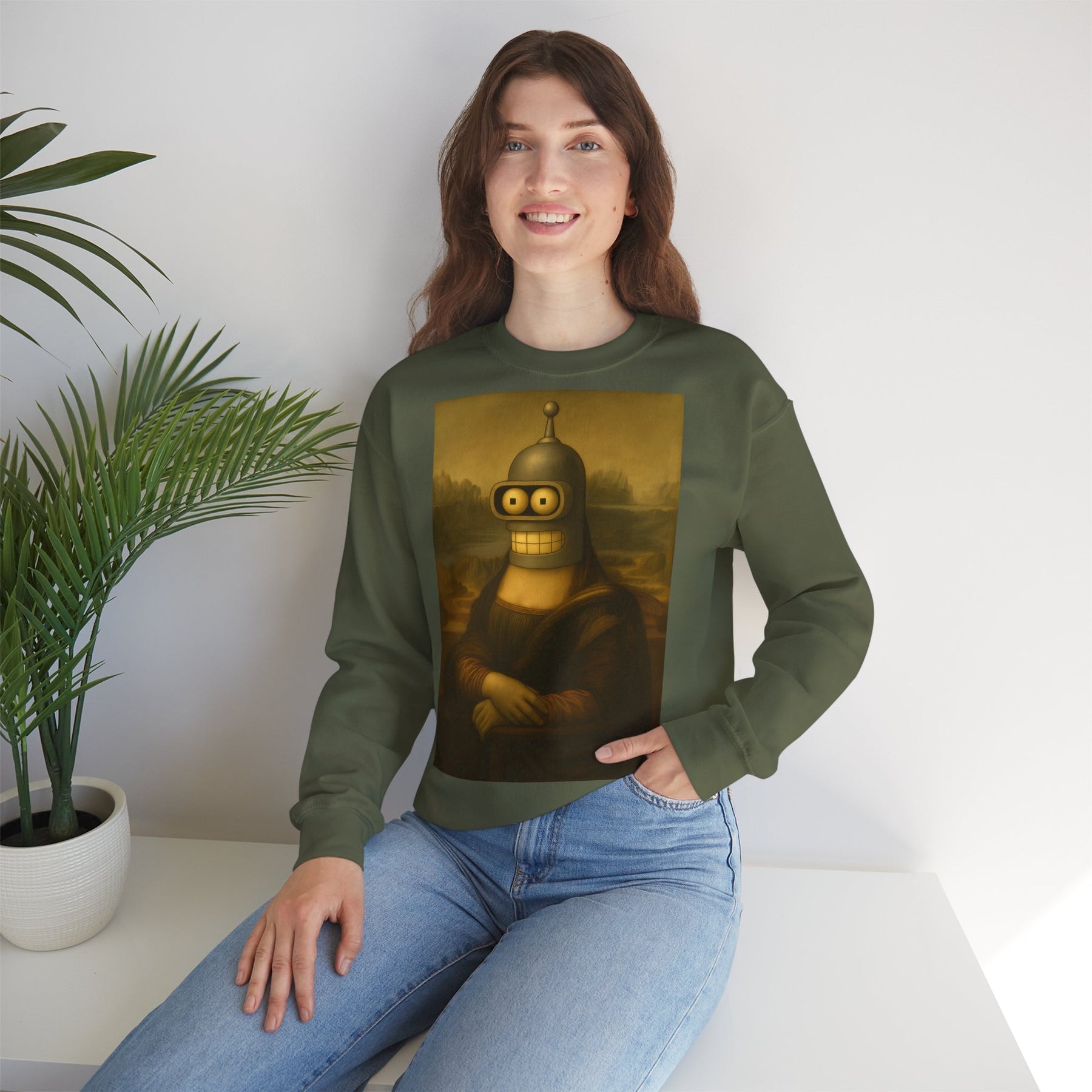 Vintage Motiv – Mona Bender Sweatshirt – Lustiges Nerd Pullover-Motiv mit Mona Lisa & Bender | True Insights Design mit Humor