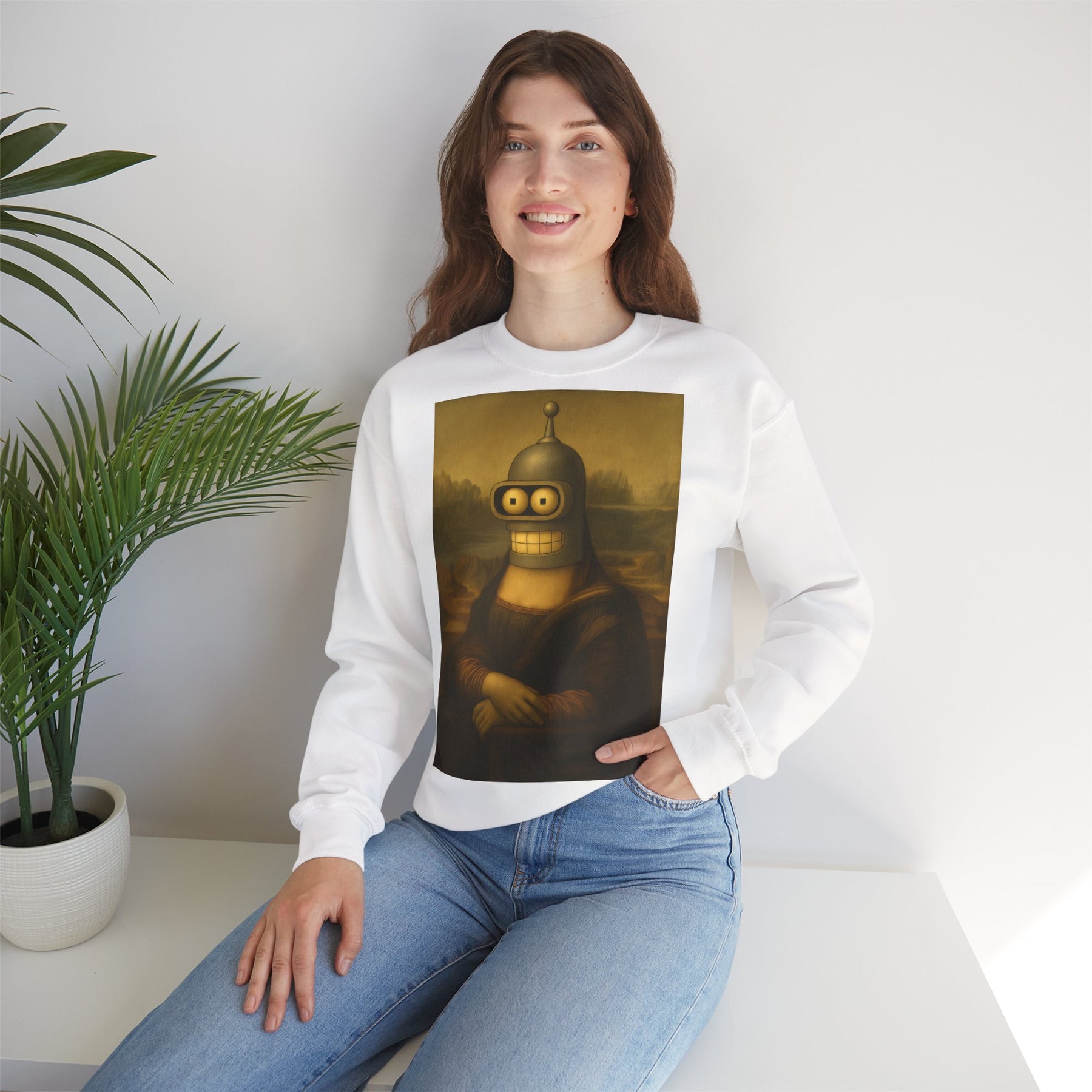 Vintage Motiv – Mona Bender Sweatshirt – Lustiges Nerd Pullover-Motiv mit Mona Lisa & Bender | True Insights Design mit Humor