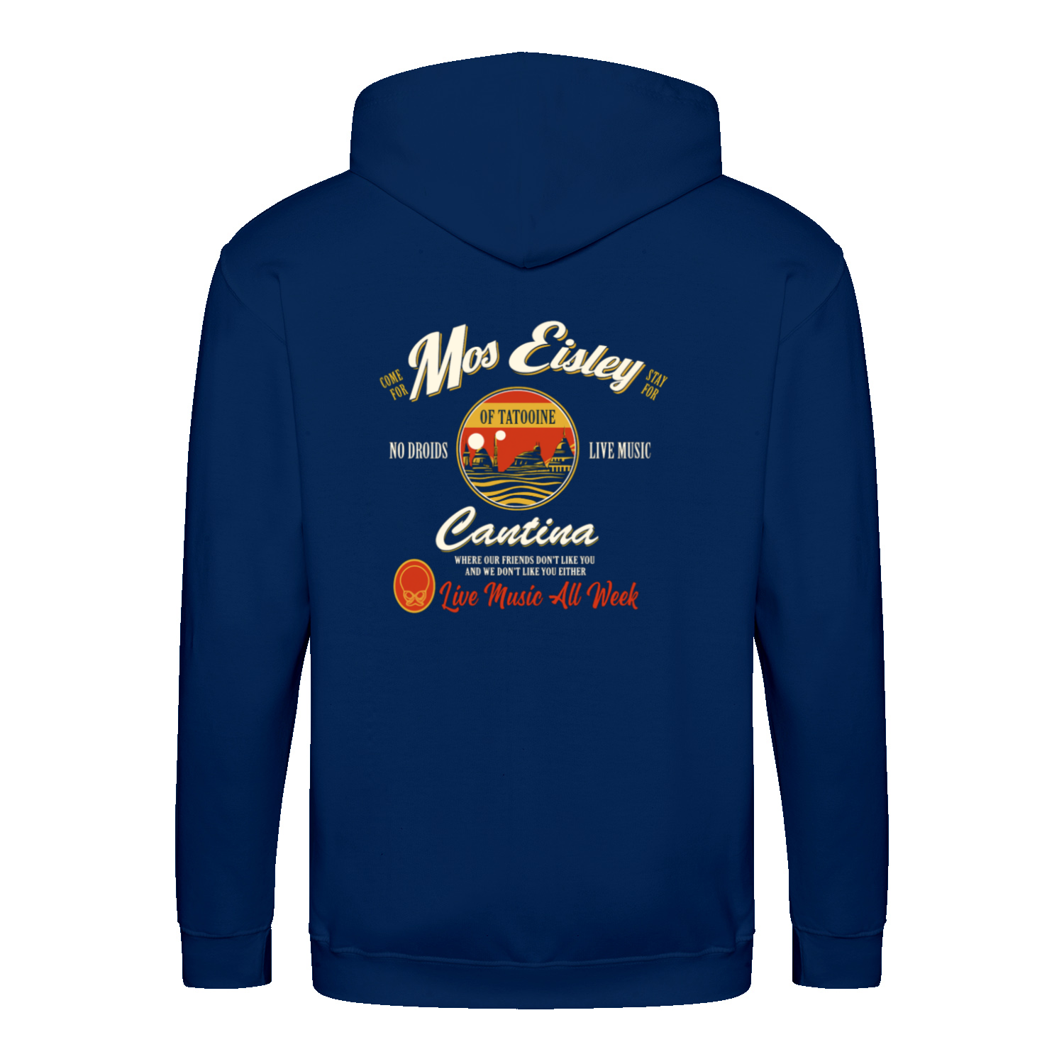 Mos Eisley Cantina Zip Hoodie – Backprint „Live Music All Week“-Zip Hoodie-True Insights