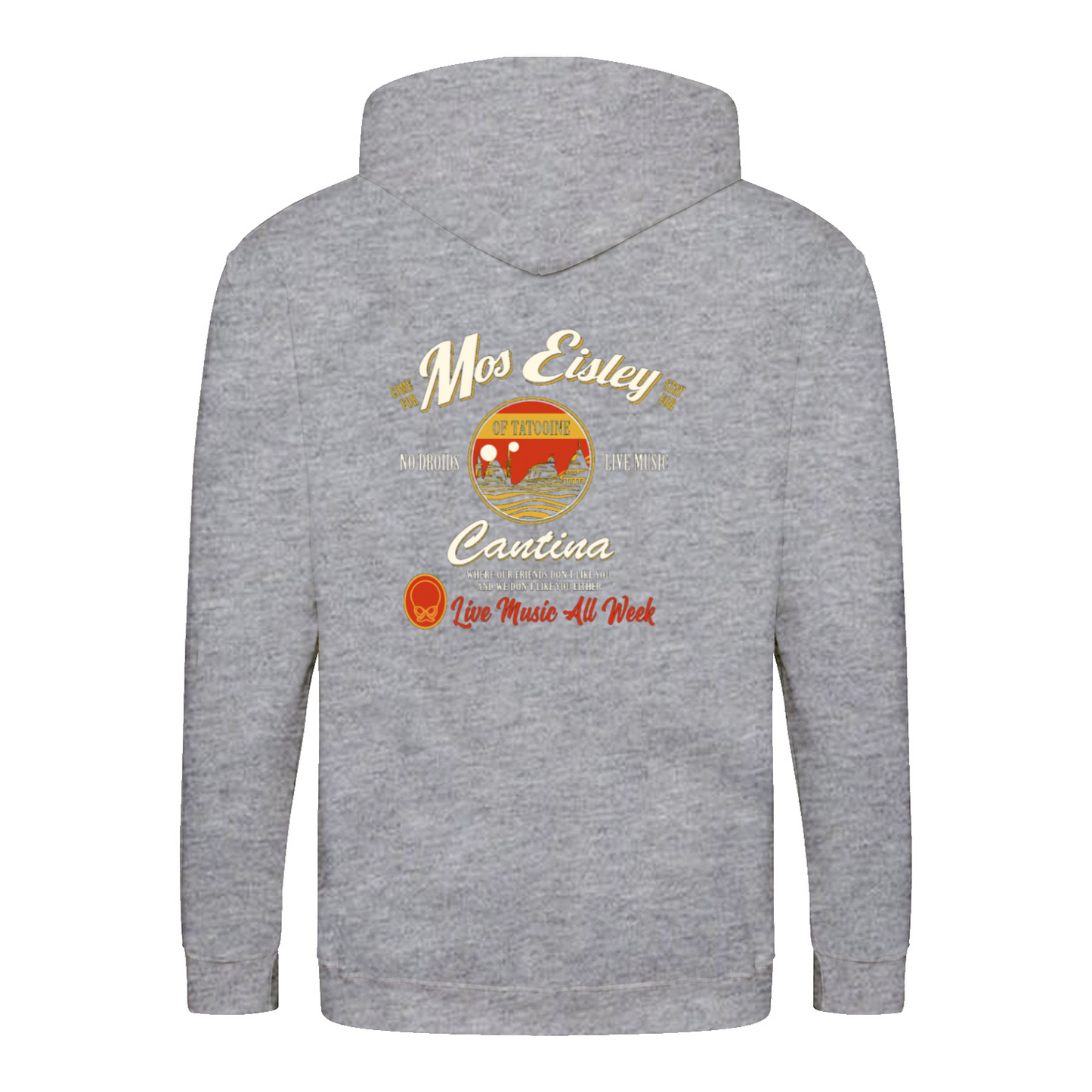 Mos Eisley Cantina Zip Hoodie – Backprint „Live Music All Week“-Zip Hoodie-True Insights