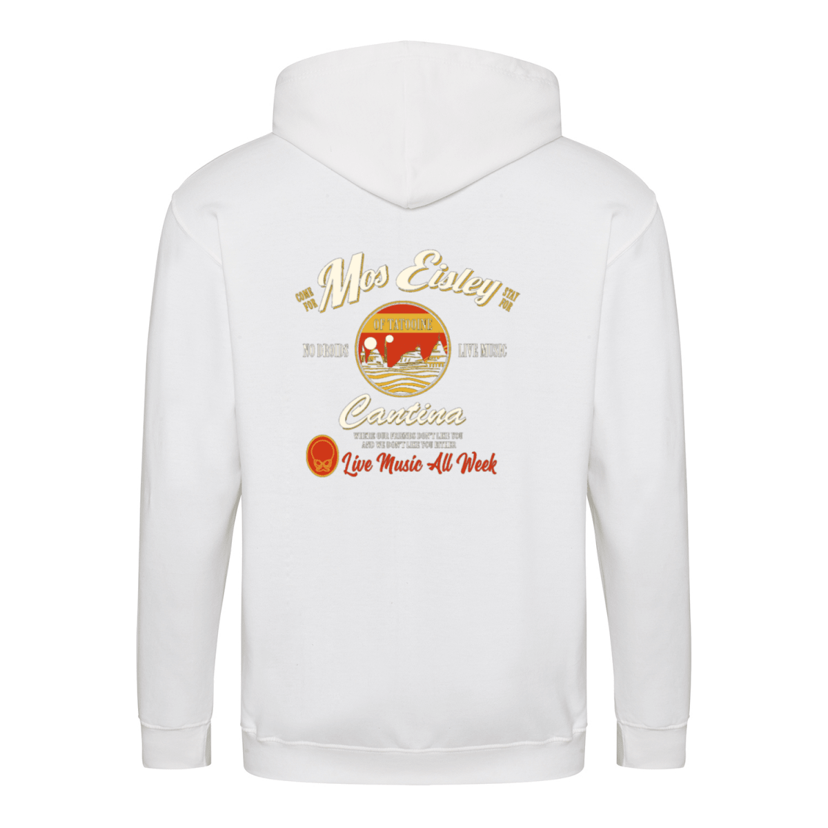 Mos Eisley Cantina Zip Hoodie – Backprint „Live Music All Week“-Zip Hoodie-True Insights