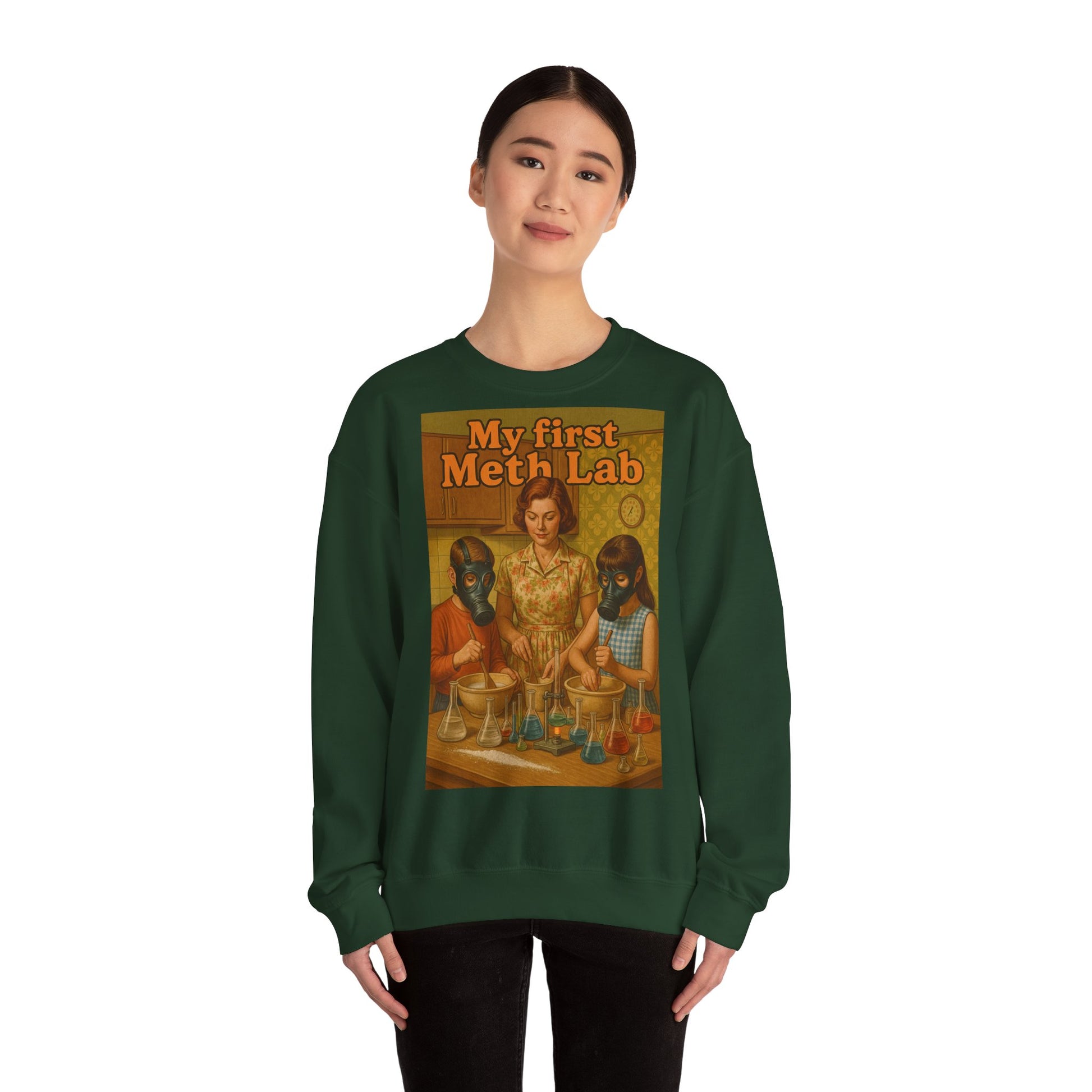 Sweatshirt – „My First Meth Lab“ Sweatshirt – Schwarzer Humor im Retro-Stil | True Insights Design mit Humor
