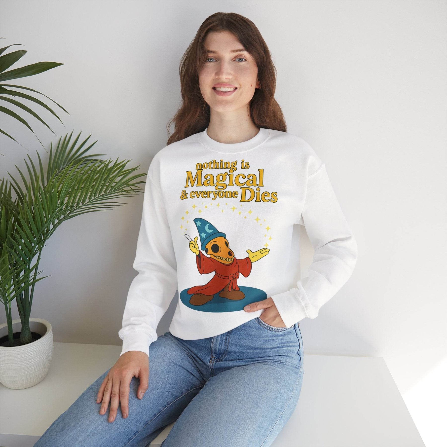 Sweatshirt – "Nothing is Magical – & everyone Dies | Satirisches Skelett-Motiv für Schwarzseher mit Humor" | True Insights Design mit Humor