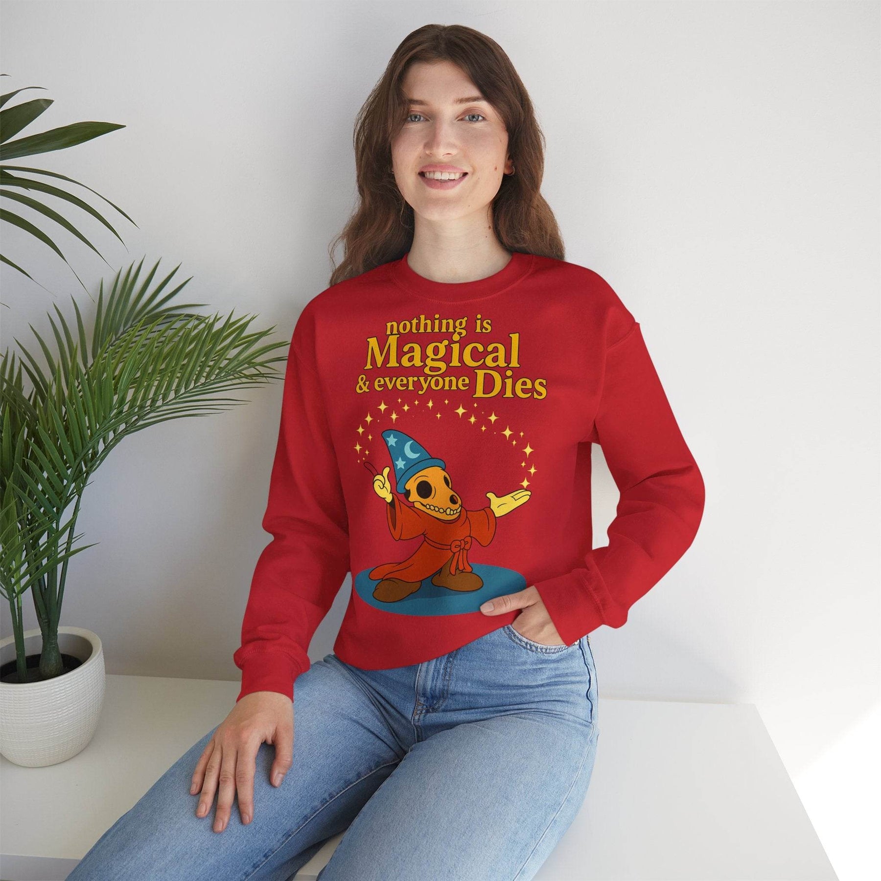 Sweatshirt – "Nothing is Magical – & everyone Dies | Satirisches Skelett-Motiv für Schwarzseher mit Humor" | True Insights Design mit Humor