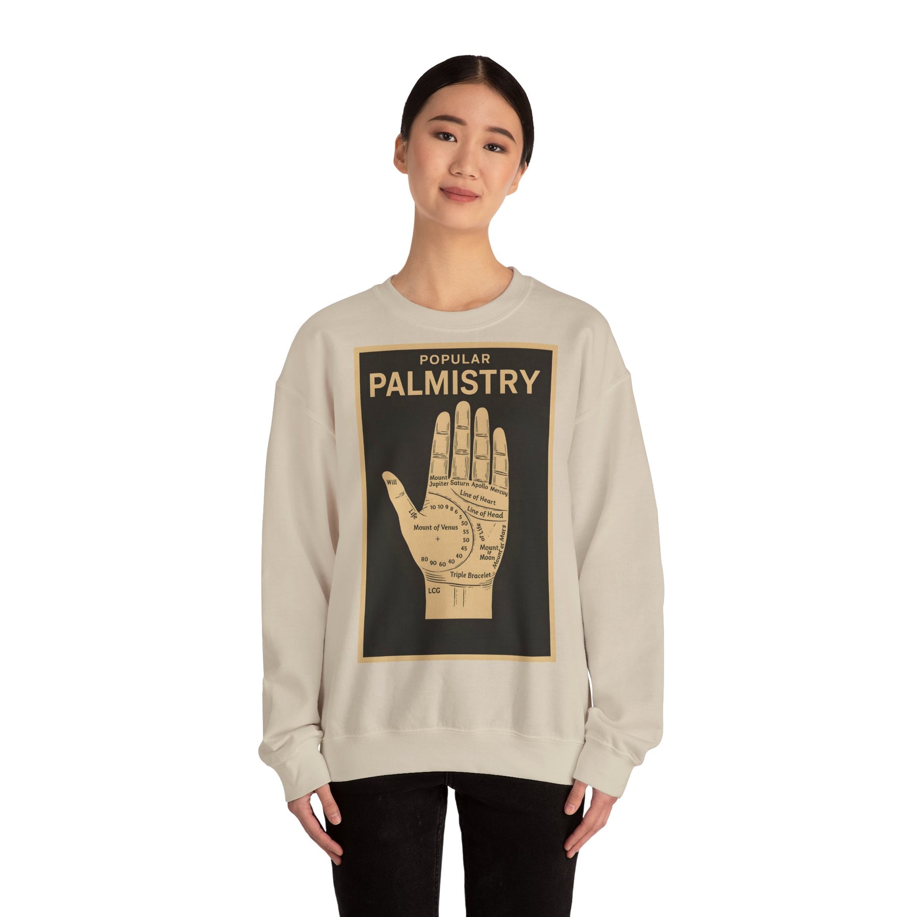 Vintage Motiv – Palmistry Sweatshirt – Retro-Handlesen-Design | Mystik trifft Ironie | True Insights Design mit Humor