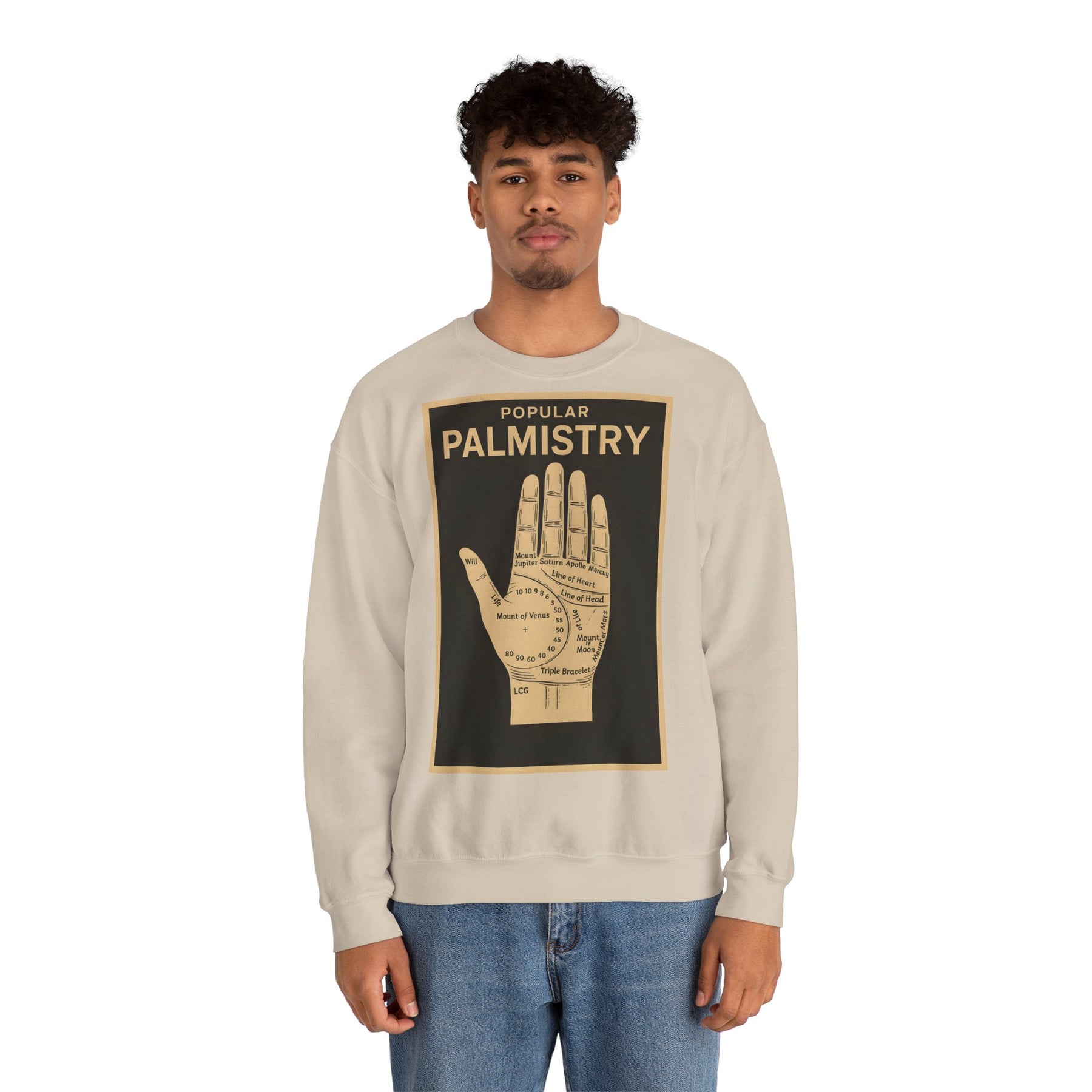 Vintage Motiv – Palmistry Sweatshirt – Retro-Handlesen-Design | Mystik trifft Ironie | True Insights Design mit Humor