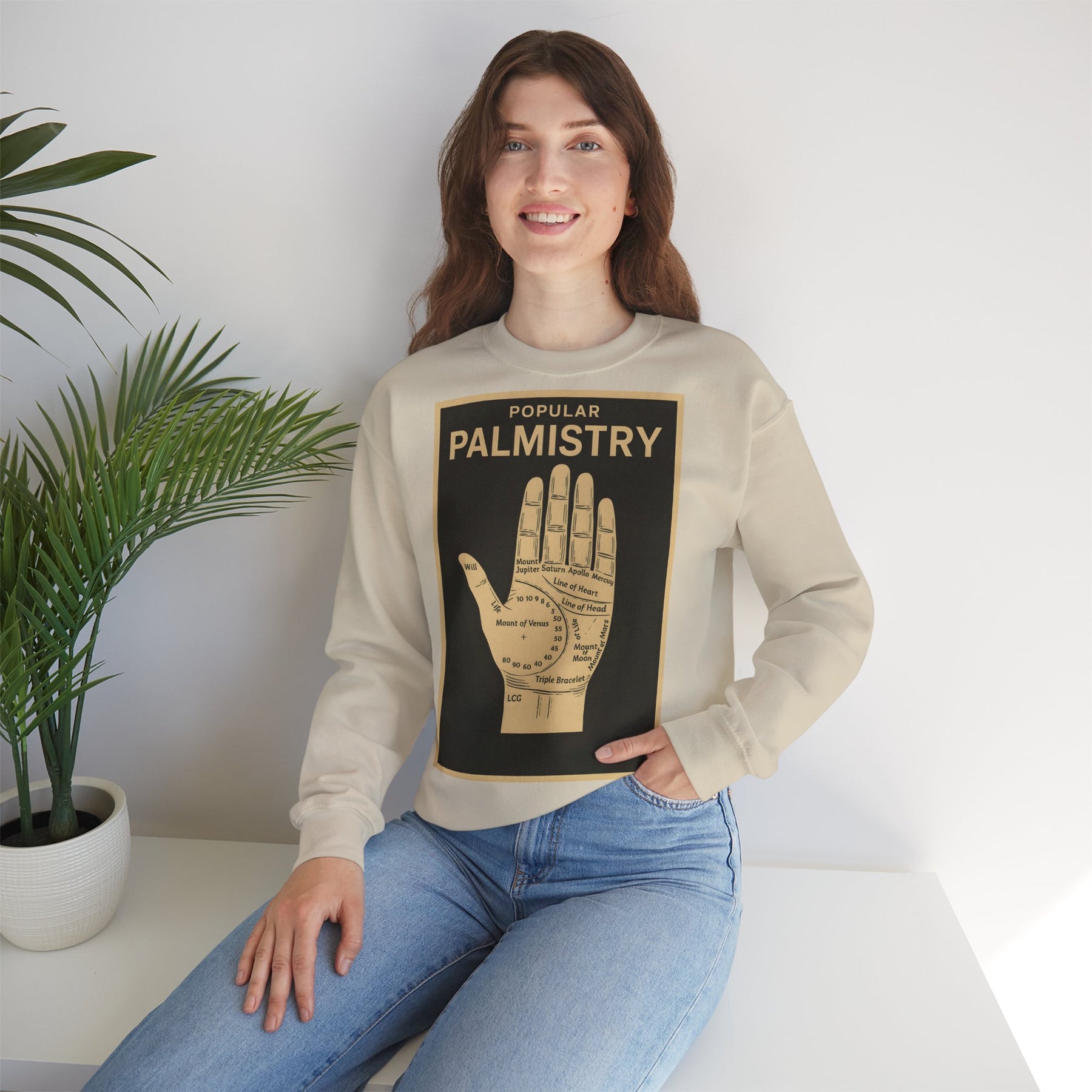 Vintage Motiv – Palmistry Sweatshirt – Retro-Handlesen-Design | Mystik trifft Ironie | True Insights Design mit Humor