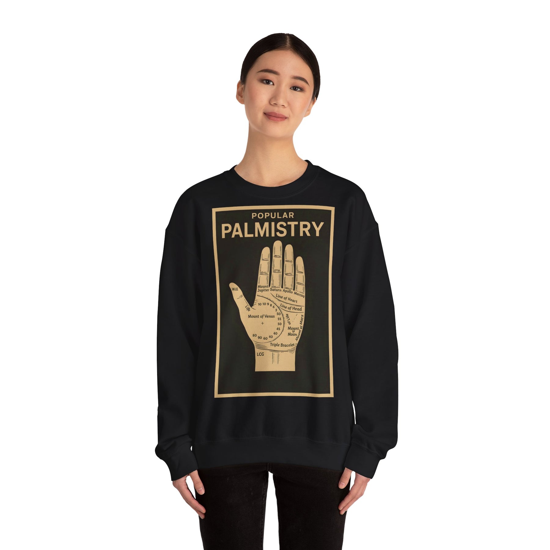 Vintage Motiv – Palmistry Sweatshirt – Retro-Handlesen-Design | Mystik trifft Ironie | True Insights Design mit Humor