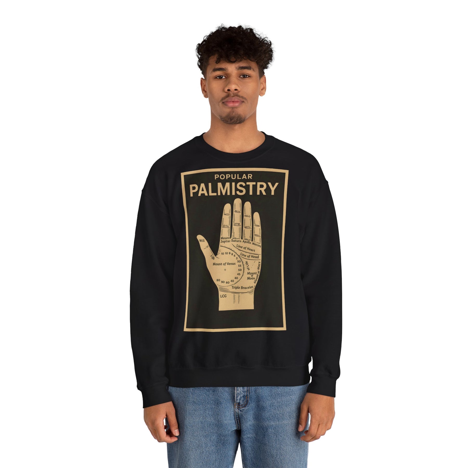 Vintage Motiv – Palmistry Sweatshirt – Retro-Handlesen-Design | Mystik trifft Ironie | True Insights Design mit Humor