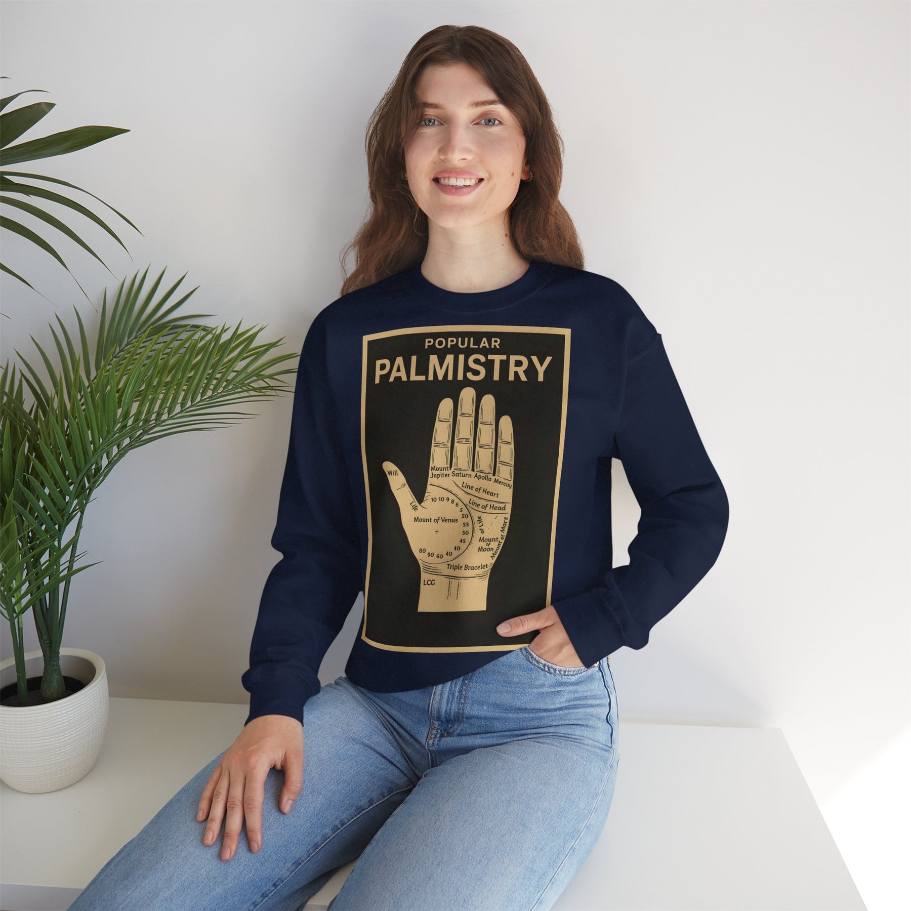 Vintage Motiv – Palmistry Sweatshirt – Retro-Handlesen-Design | Mystik trifft Ironie | True Insights Design mit Humor
