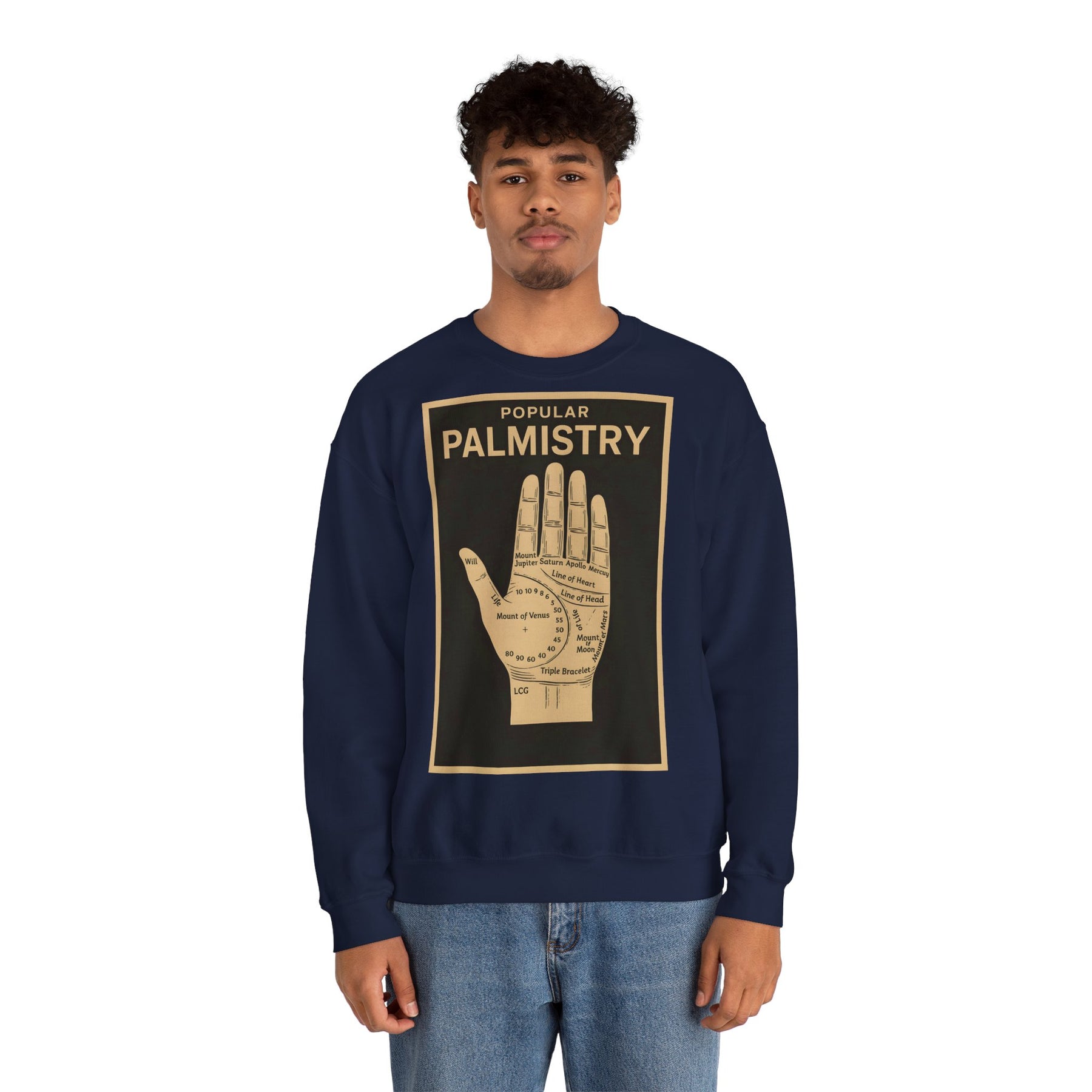Vintage Motiv – Palmistry Sweatshirt – Retro-Handlesen-Design | Mystik trifft Ironie | True Insights Design mit Humor