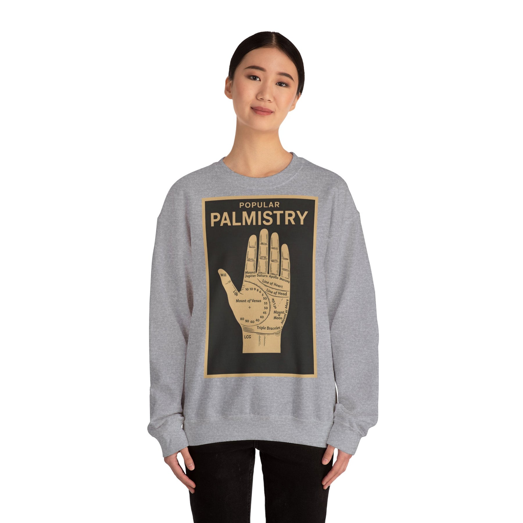 Vintage Motiv – Palmistry Sweatshirt – Retro-Handlesen-Design | Mystik trifft Ironie | True Insights Design mit Humor