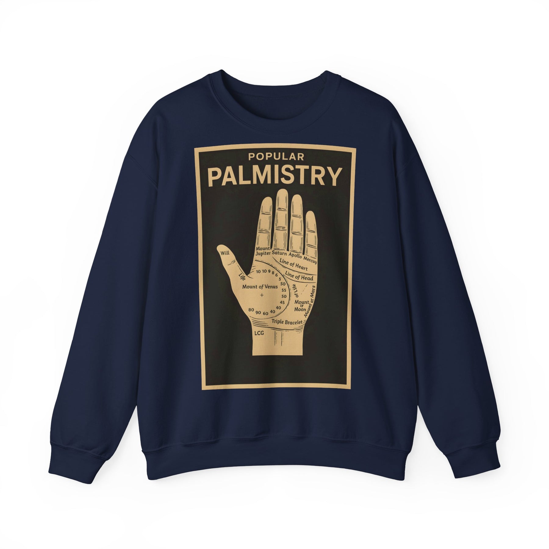 Vintage Motiv – Palmistry Sweatshirt – Retro-Handlesen-Design | Mystik trifft Ironie | True Insights Design mit Humor