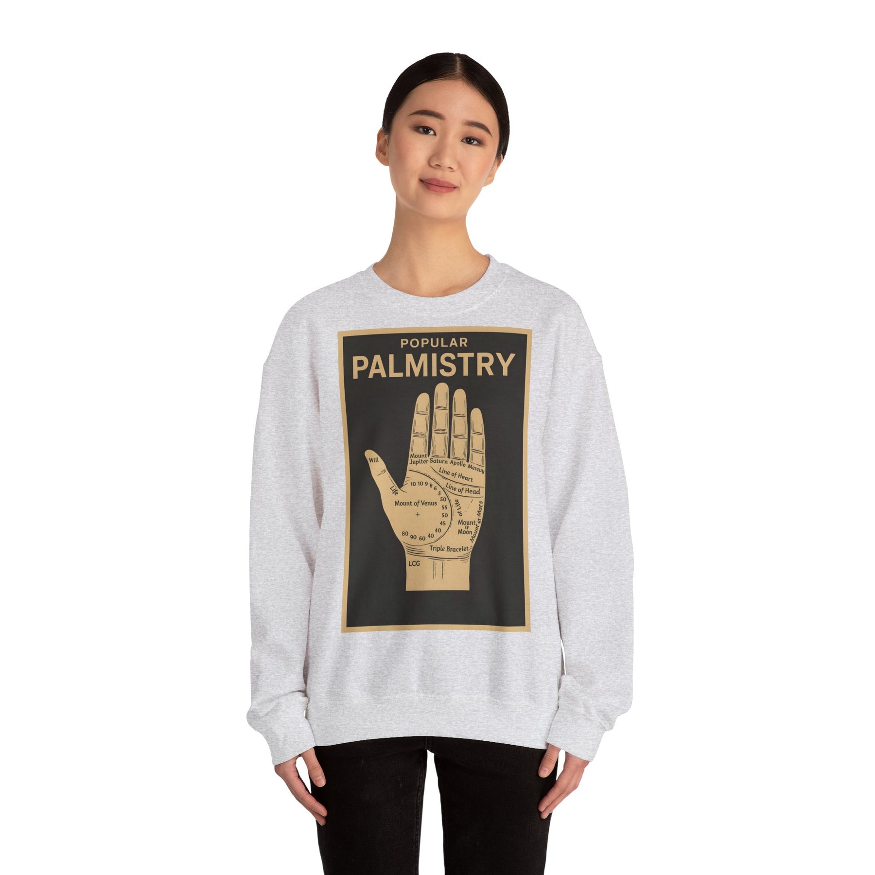 Vintage Motiv – Palmistry Sweatshirt – Retro-Handlesen-Design | Mystik trifft Ironie | True Insights Design mit Humor