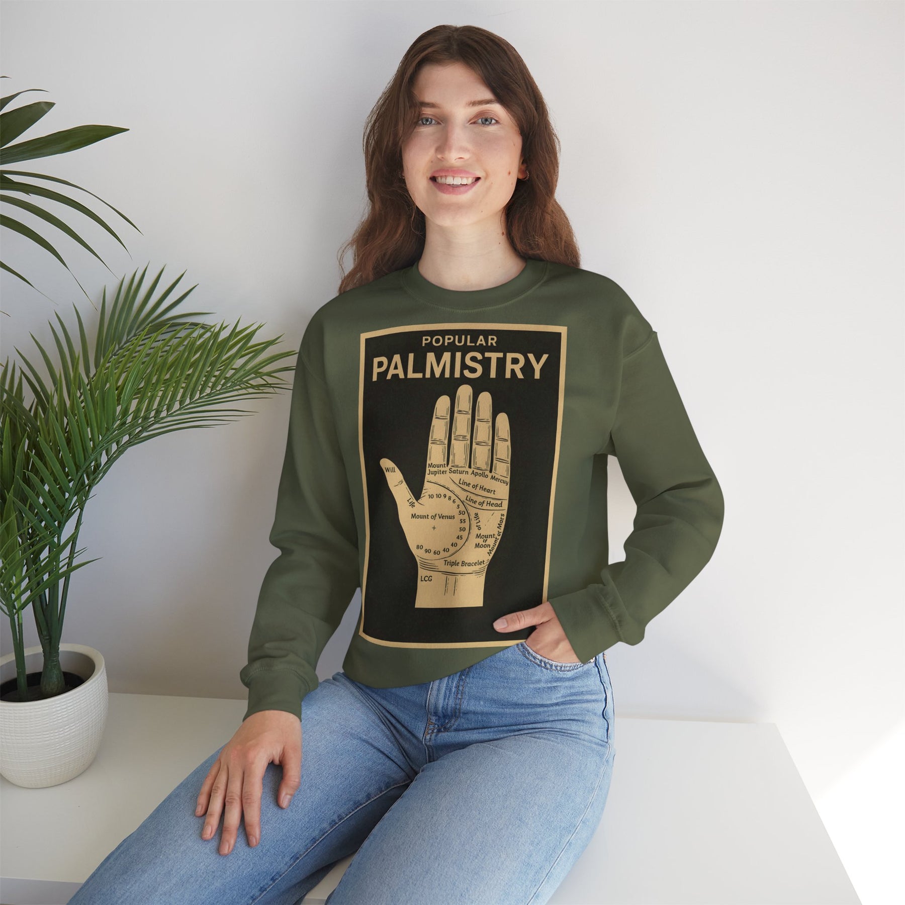 Vintage Motiv – Palmistry Sweatshirt – Retro-Handlesen-Design | Mystik trifft Ironie | True Insights Design mit Humor