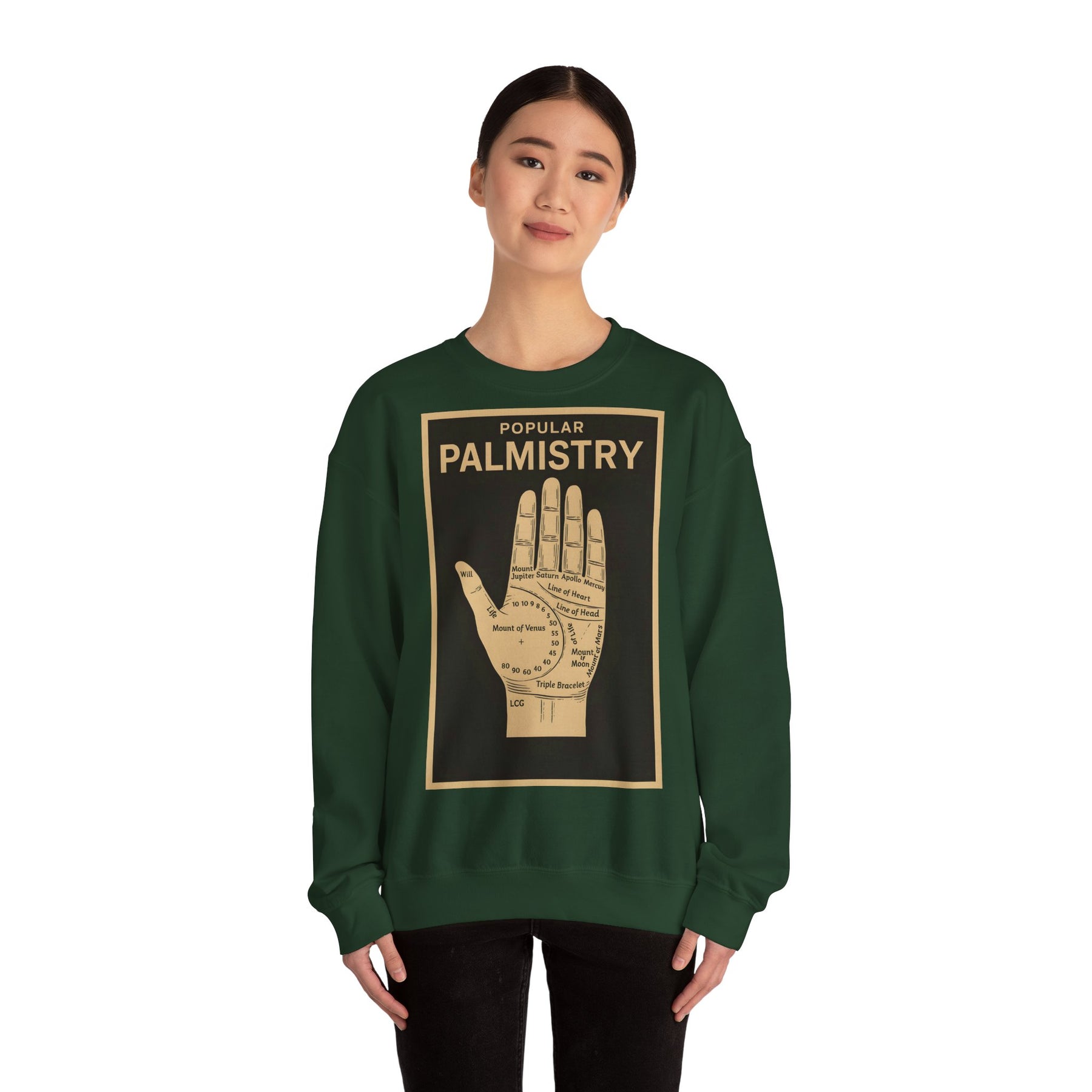 Vintage Motiv – Palmistry Sweatshirt – Retro-Handlesen-Design | Mystik trifft Ironie | True Insights Design mit Humor