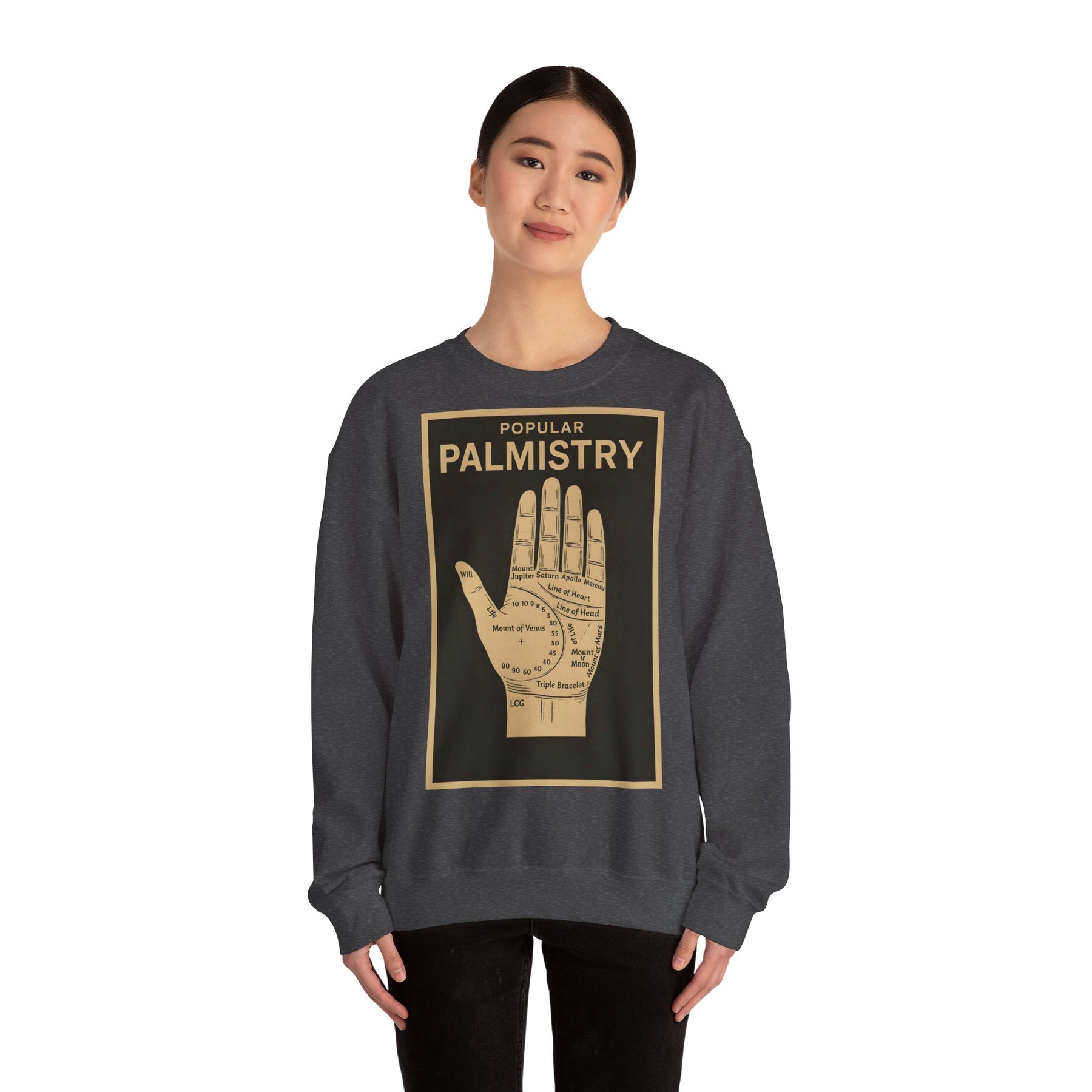 Vintage Motiv – Palmistry Sweatshirt – Retro-Handlesen-Design | Mystik trifft Ironie | True Insights Design mit Humor