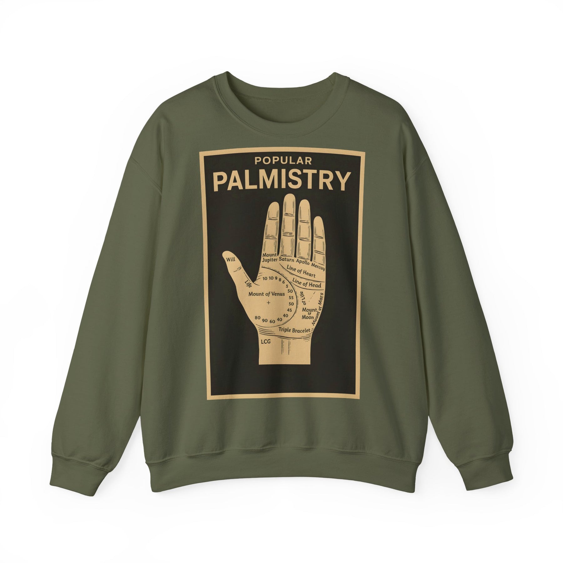 Vintage Motiv – Palmistry Sweatshirt – Retro-Handlesen-Design | Mystik trifft Ironie | True Insights Design mit Humor
