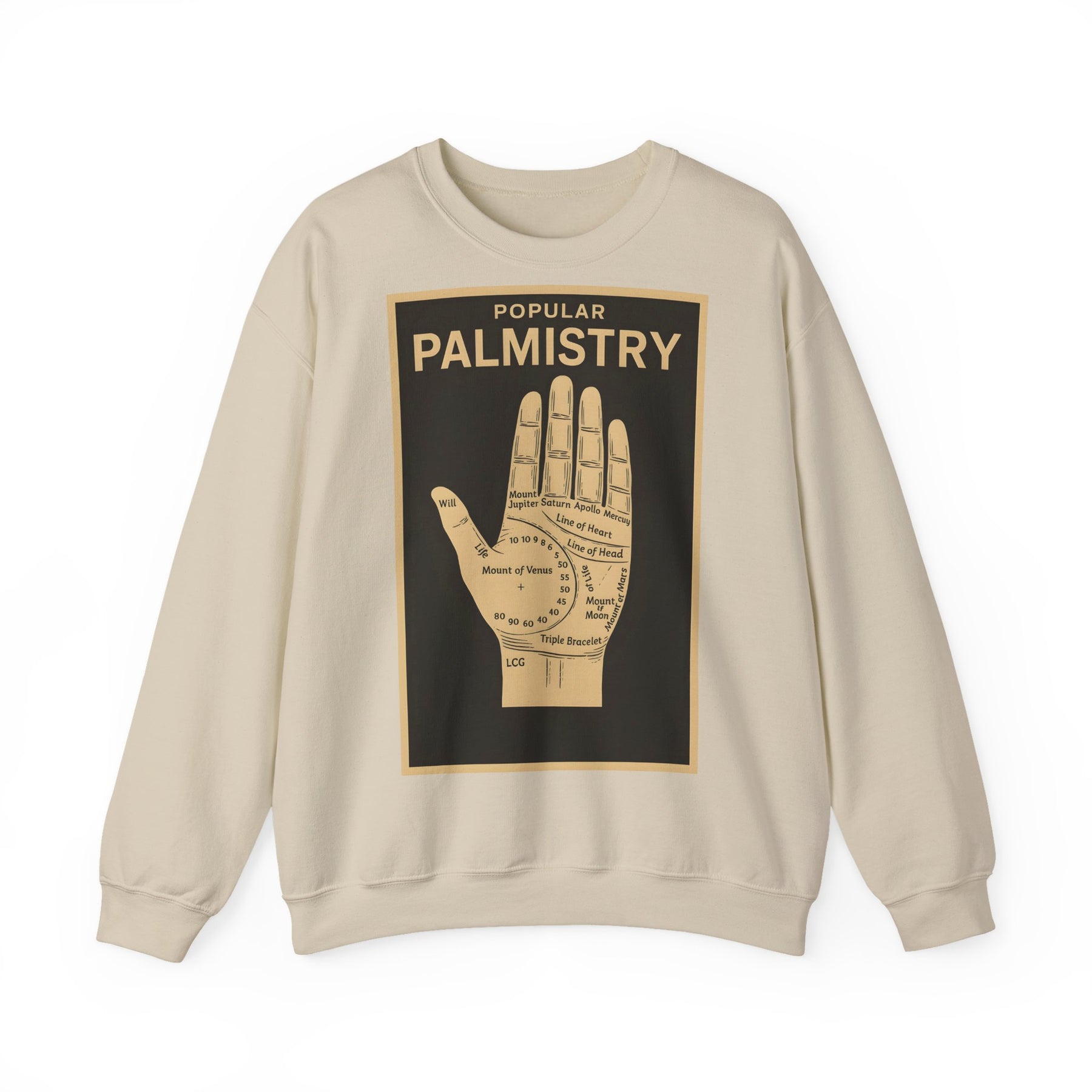 Vintage Motiv – Palmistry Sweatshirt – Retro-Handlesen-Design | Mystik trifft Ironie | True Insights Design mit Humor