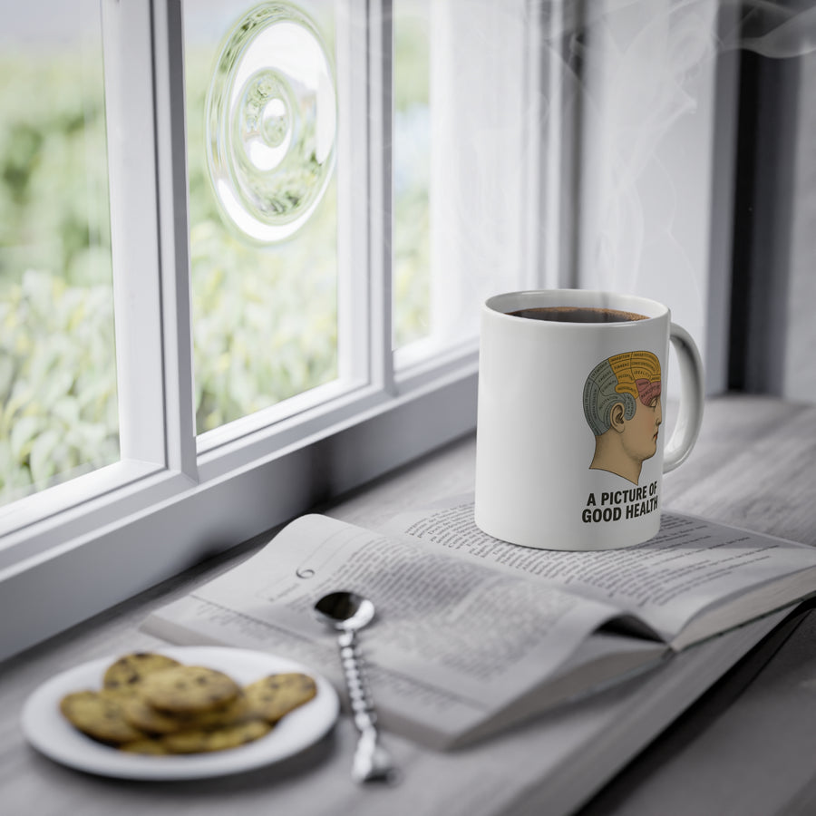 Vintage Motiv – Phrenologie Kortex Couture – Satirische Tasse mit Hirn und Haltung | True Insights Design mit Humor