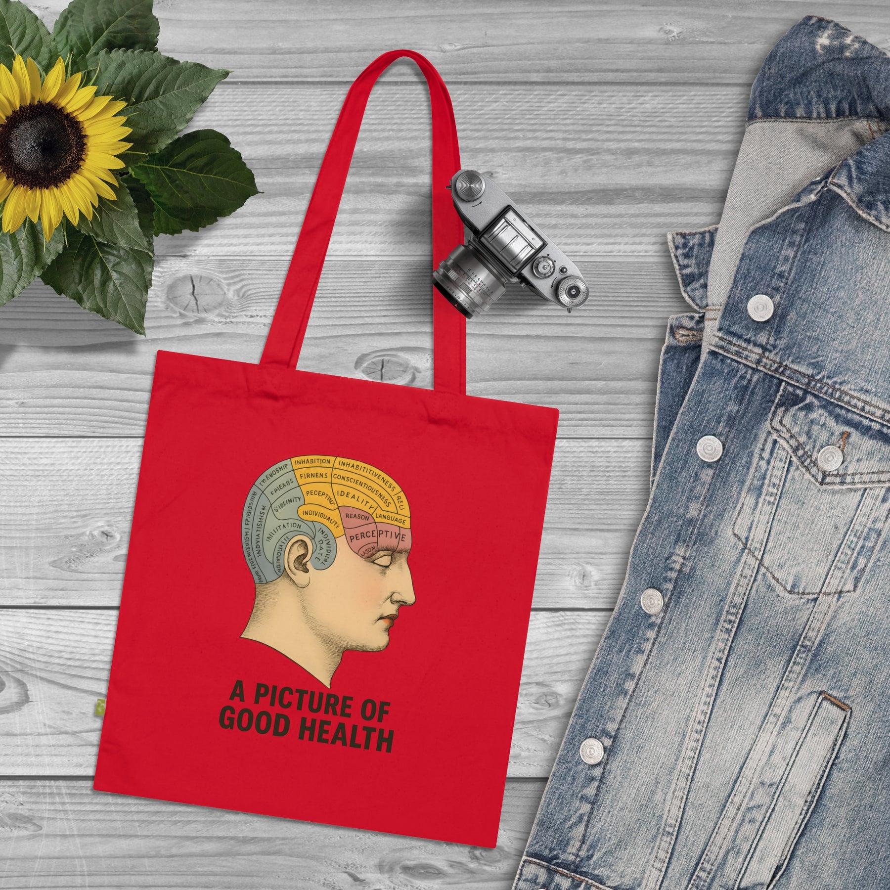 Vintage Motiv – Phrenologie Kortex Couture – Satirischer Stoffbeutel mit Hirn & Haltung | True Insights Design mit Humor