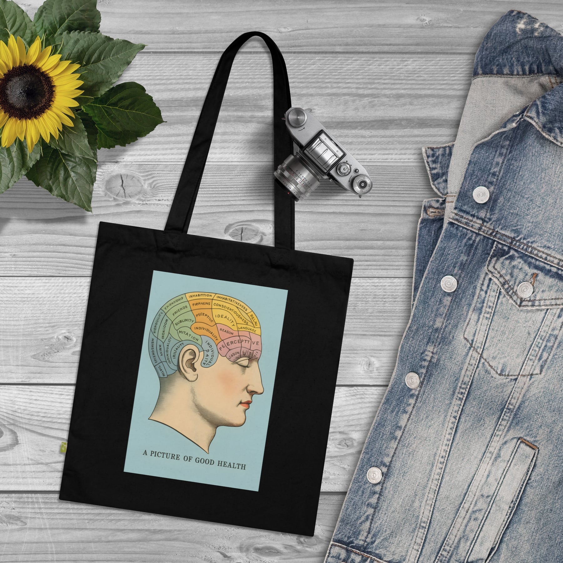 Vintage Motiv – Phrenologie Kortex Couture – Satirischer Stoffbeutel mit Hirn & Haltung | True Insights Design mit Humor