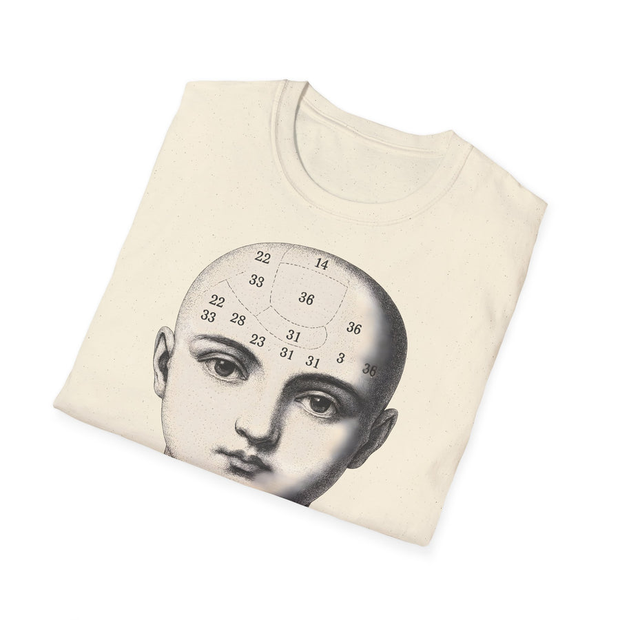 True Insights T-Shirt Phrenologie Schädelillustration Dark Academia im Lifestyle-Look