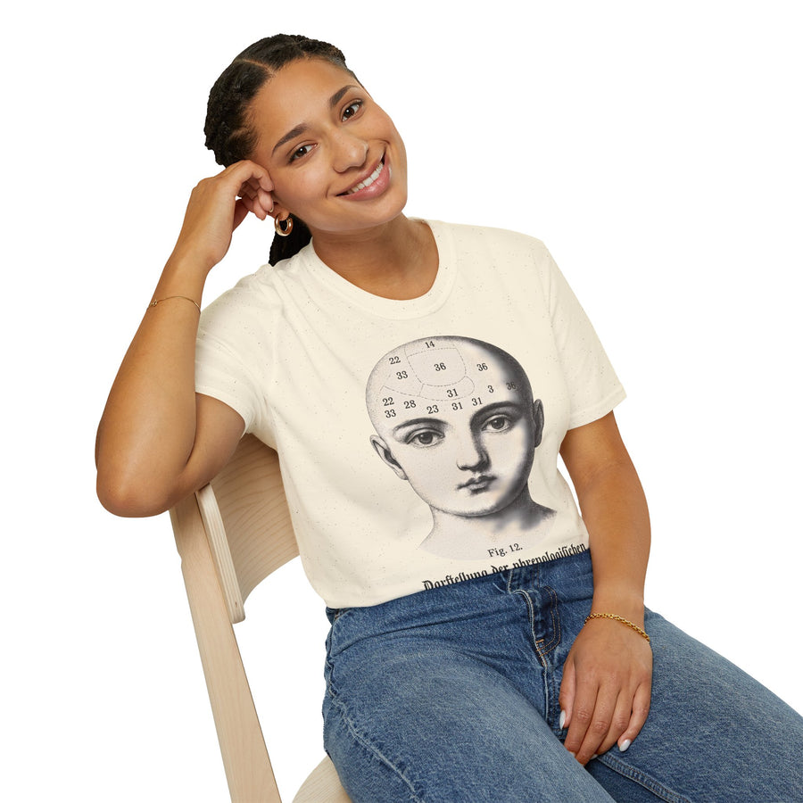 Phrenologie T-Shirt Vintage Schädelillustration Wissenschaft Dark Academia