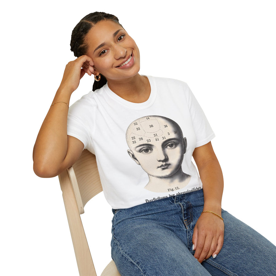 True Insights T-Shirt Phrenologie Vintage Schädel Dark Academia beim Tragen
