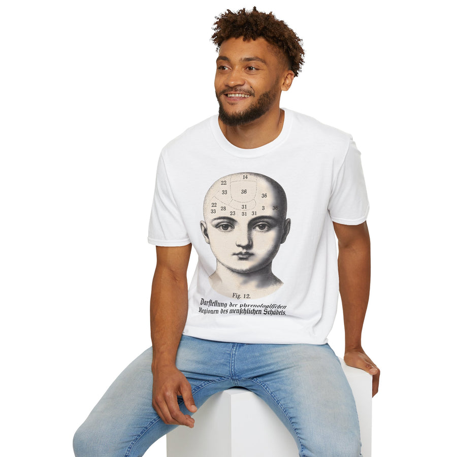 Phrenologie T-Shirt Vintage Schädelillustration Wissenschaft Dark Academia