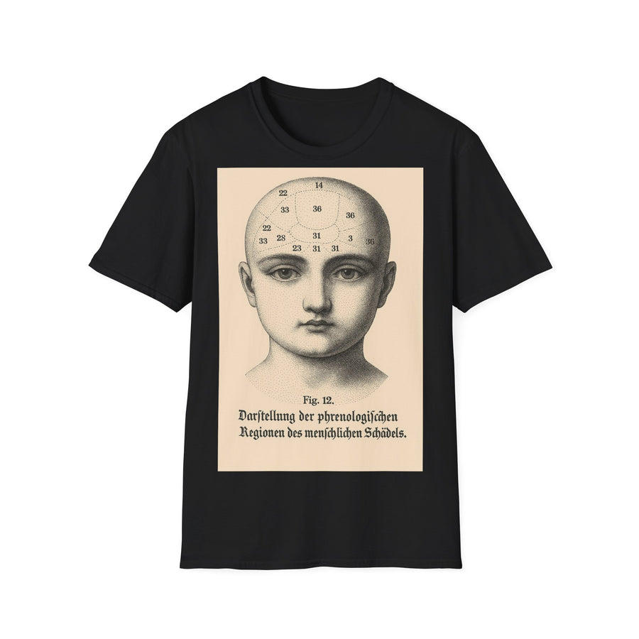 True Insights T-Shirt Phrenologie Vintage Schädelillustration Dark Academia in Schwarz