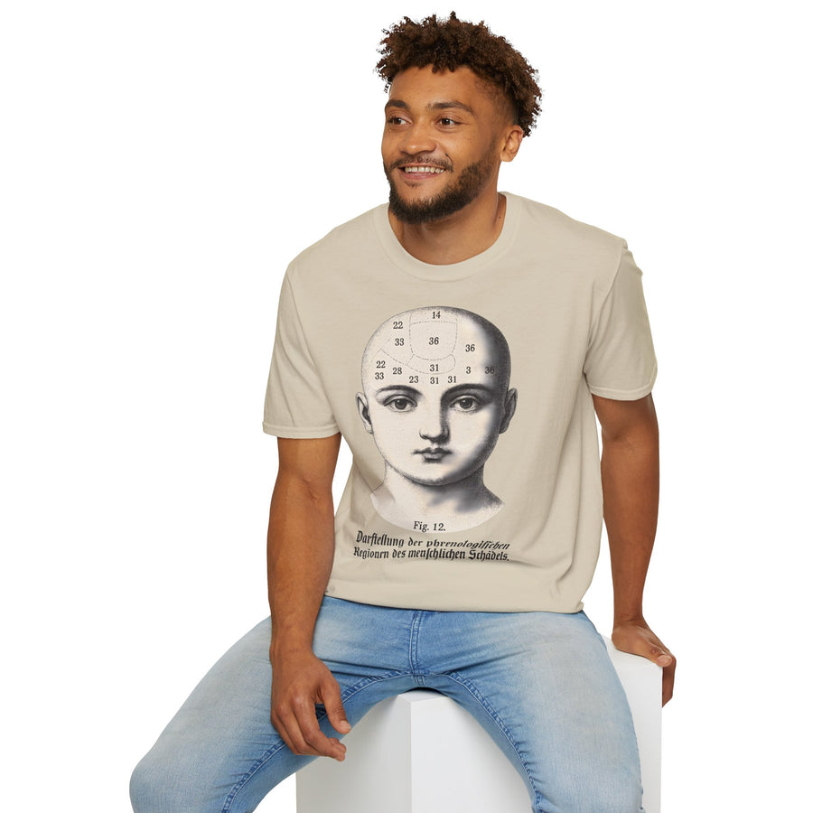 Phrenologie T-Shirt Vintage Schädelillustration Wissenschaft Dark Academia