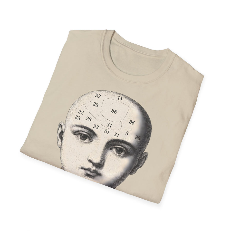 True Insights T-Shirt Phrenologie Schädelillustration Dark Academia im Porträt
