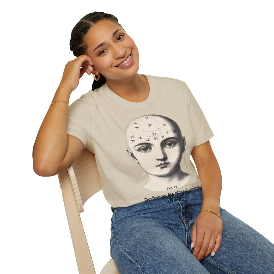 Phrenologie T-Shirt Vintage Schädelillustration Wissenschaft Dark Academia