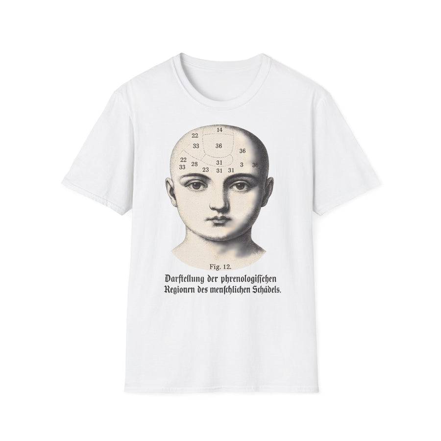Phrenologie T-Shirt Vintage Schädelillustration Wissenschaft Dark Academia