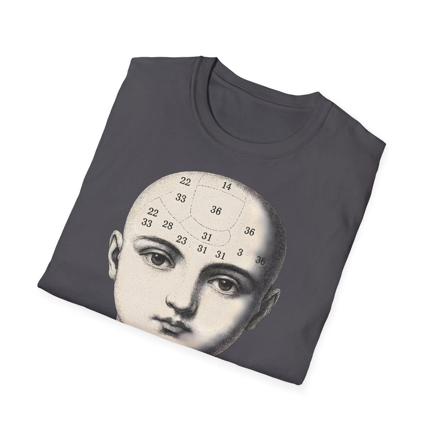True Insights T-Shirt Phrenologie Vintage Schädelillustration Dark Academia Ansicht