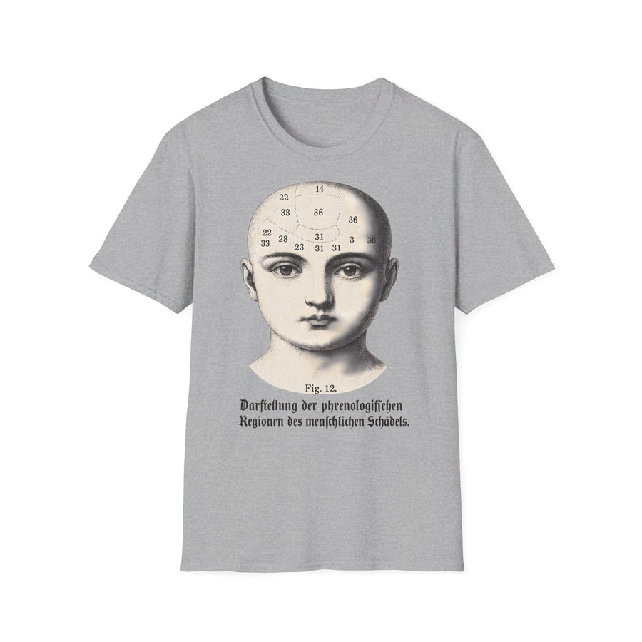 True Insights T-Shirt Phrenologie Vintage Schädelillustration Dark Academia in Sport Grey