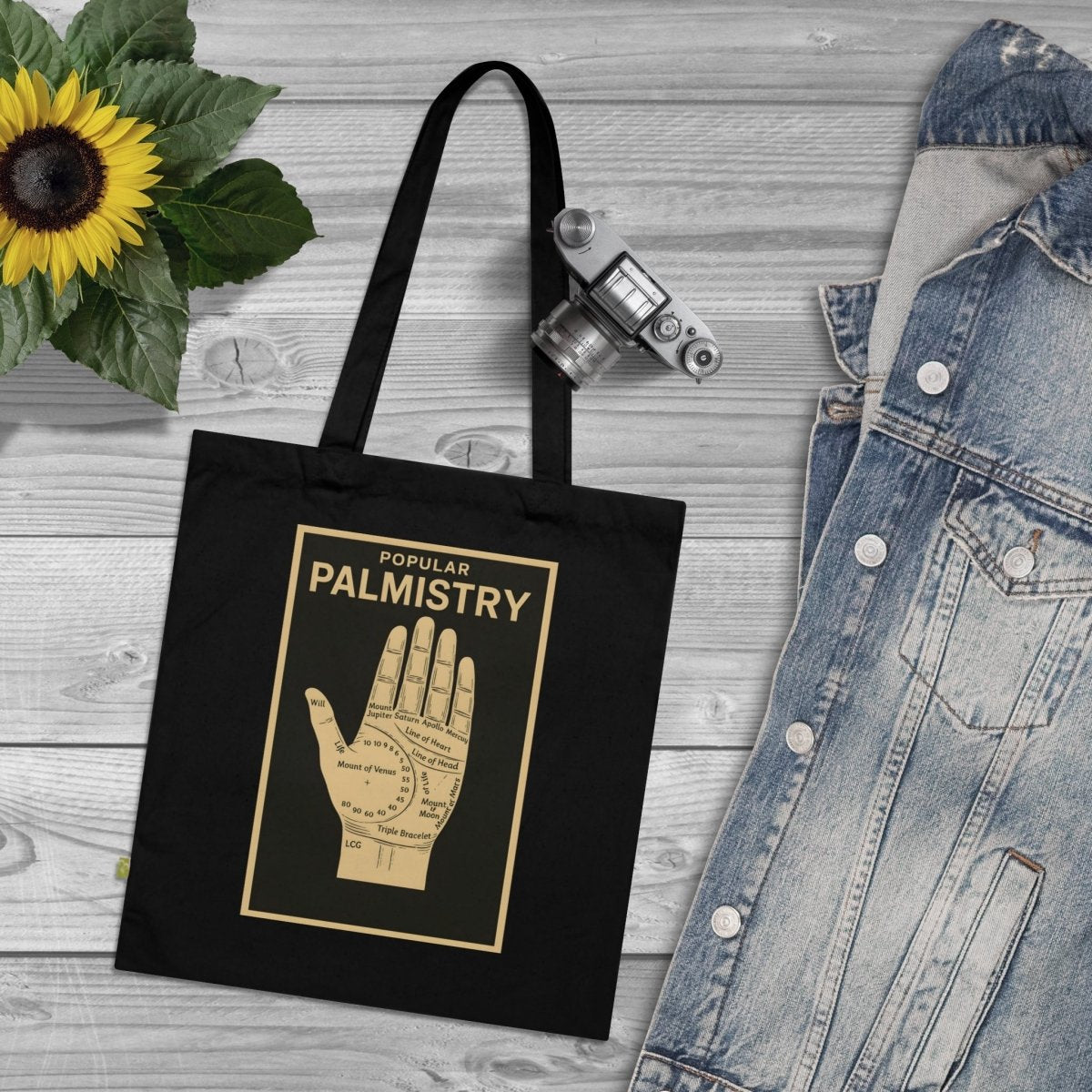 Vintage Motiv – Popular Palmistry – Esoterischer Stoffbeutel mit Handlinien-Design | True Insights Design mit Humor
