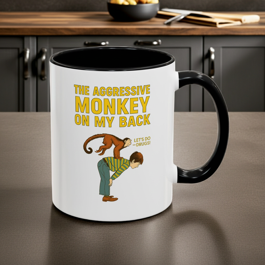 Mug Aggressive Monkey On My Back - Tasse drôle rétro vintage