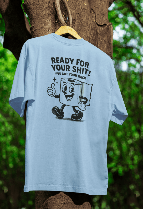 True Insights T-Shirt Ready for Your Shit satirisches Klopapier-Motiv in Light Blue, humorvolles Statement-Shirt