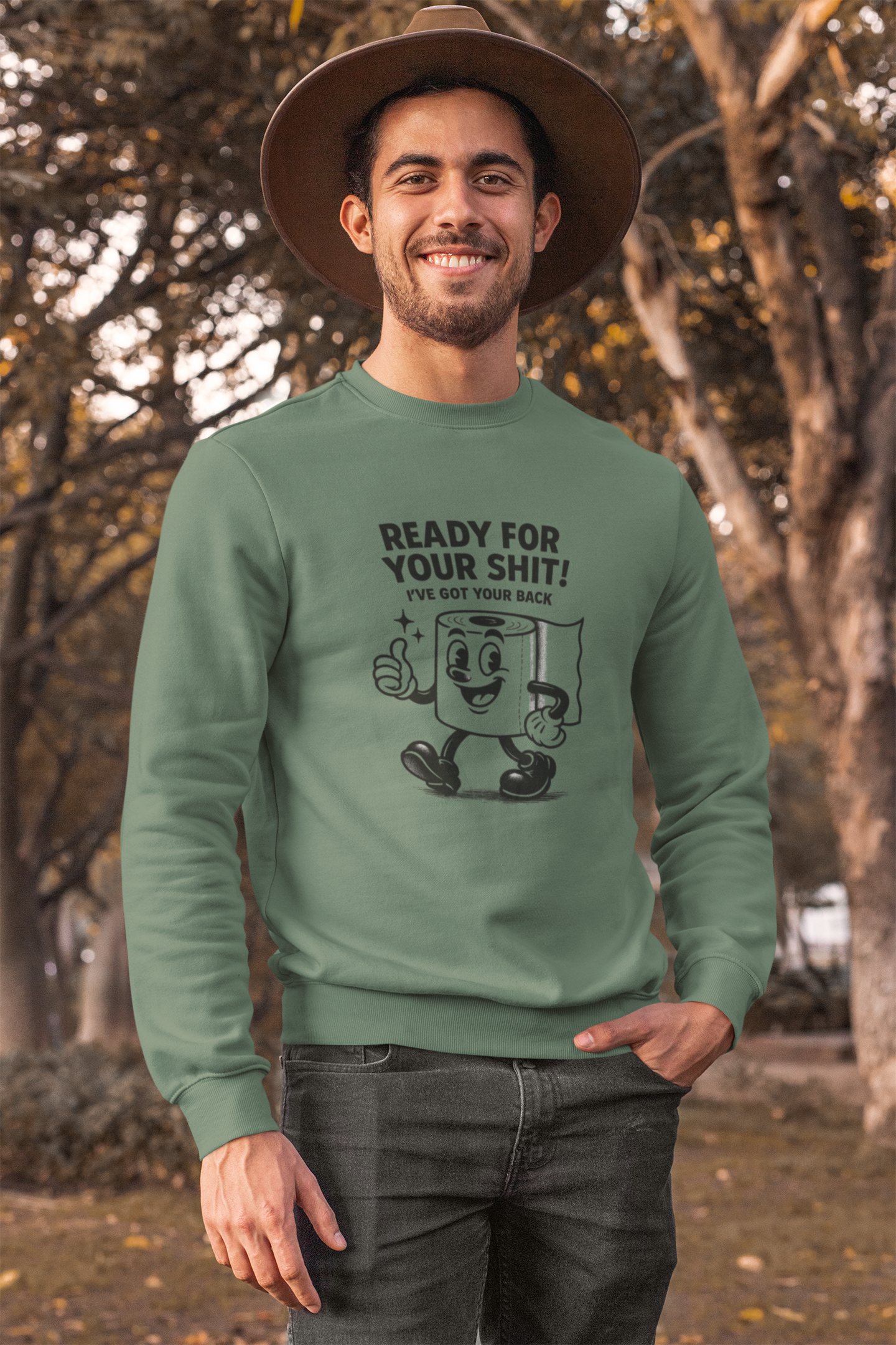 Ready for Your Shit – Satirisches Sweatshirt mit Klopapier-Illustration | Humor & Statement-Sweatshirt-True Insights